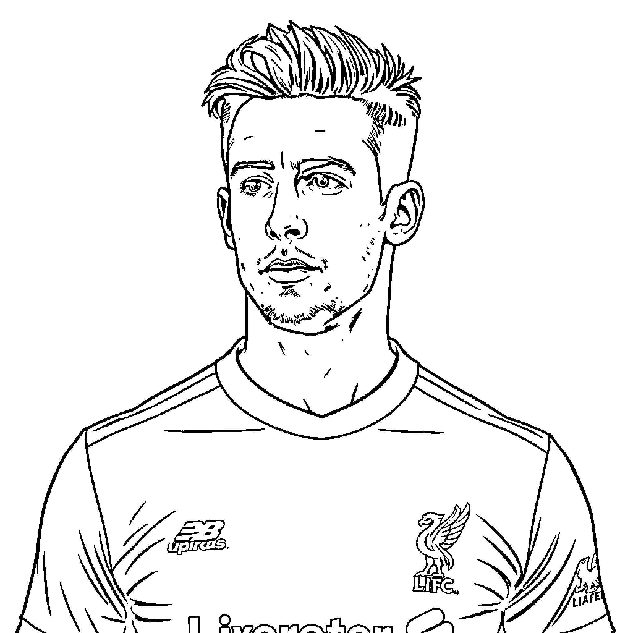 Alexander Isak in sports uniform with logo Coloring Page (free black-and-white line drawing printable PDF for all, from beginners to advanced learners, including children, teens, adults, and seniors)