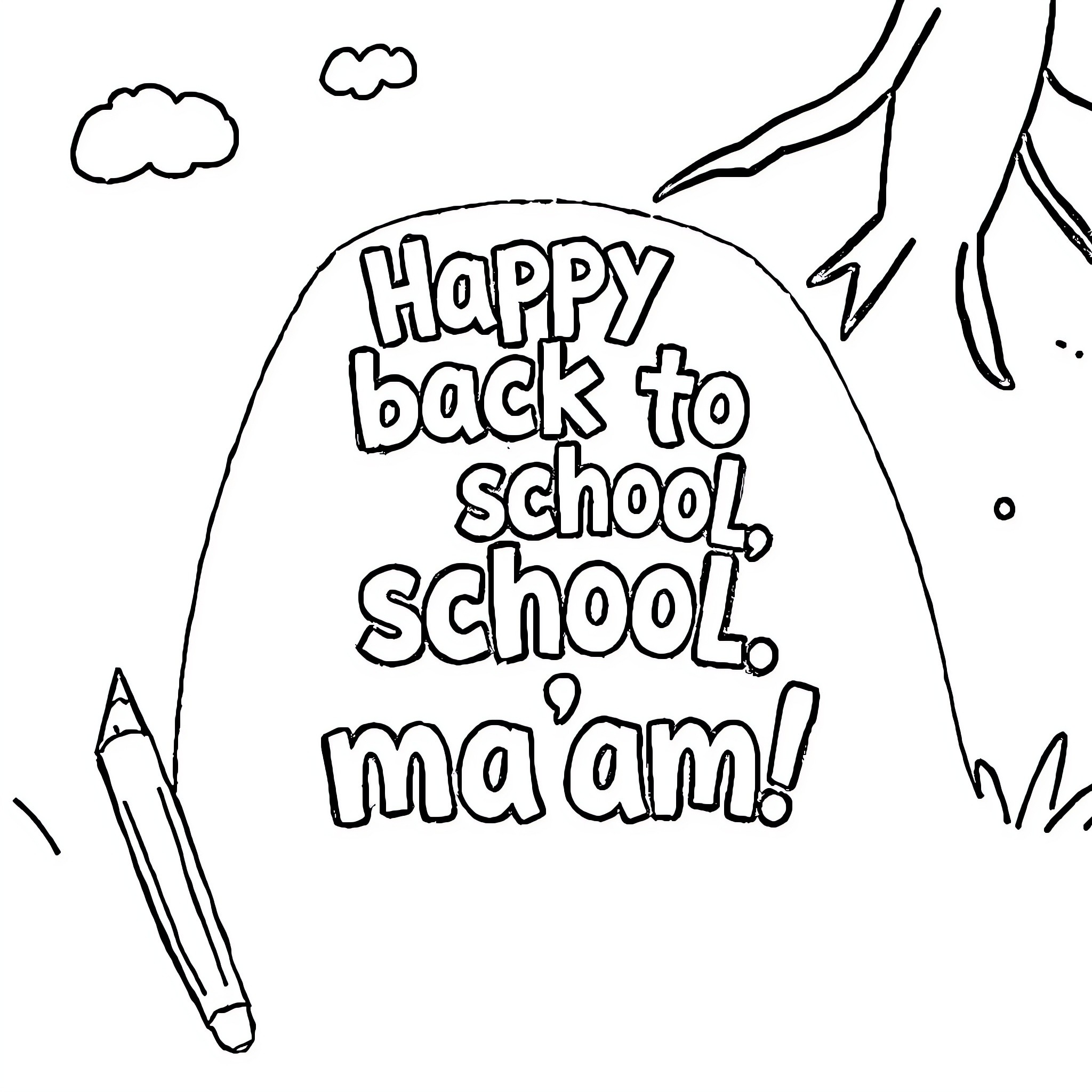 Back to School Excitement and Enthusiasm Coloring Page (free black-and-white line drawing printable PDF for all, from beginners to advanced learners, including children, teens, adults, and seniors)