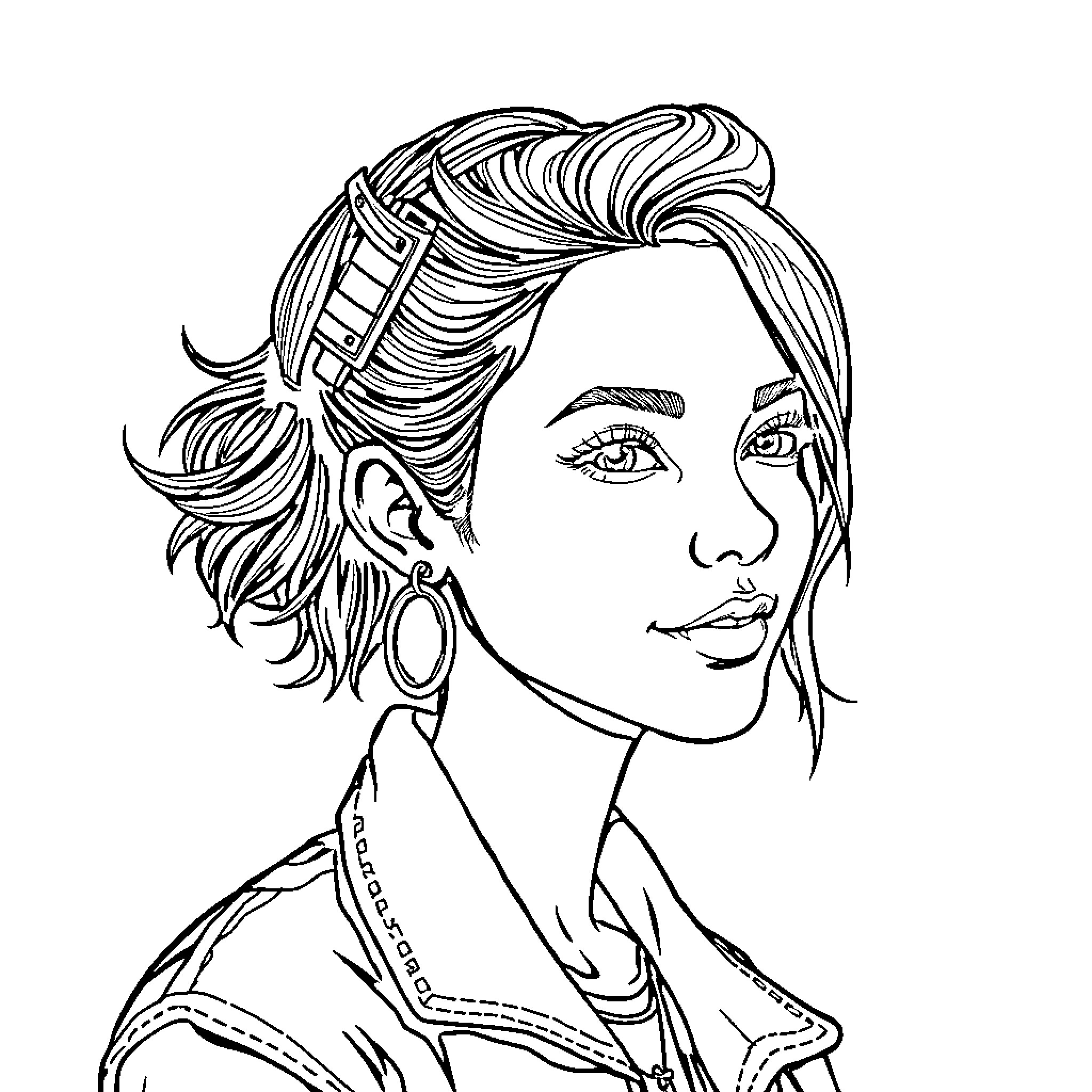 Taylor Smith's stylish portrait with striking features Coloring Page (free black-and-white line drawing printable PDF for all, from beginners to advanced learners, including children, teens, adults, and seniors)