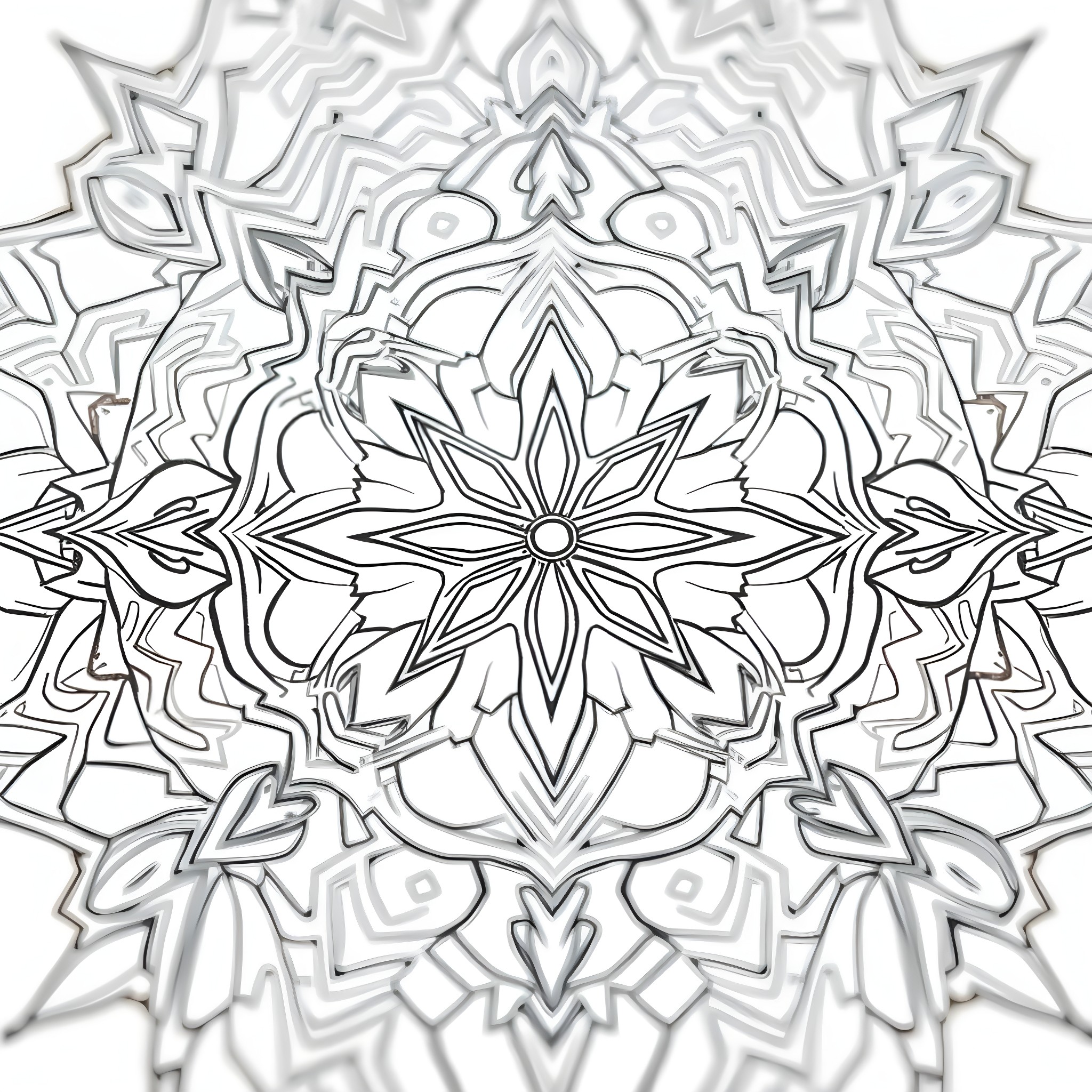 Geometric Mandala Pattern Coloring Page (free black-and-white line drawing printable PDF for all, from beginners to advanced learners, including children, teens, adults, and seniors)
