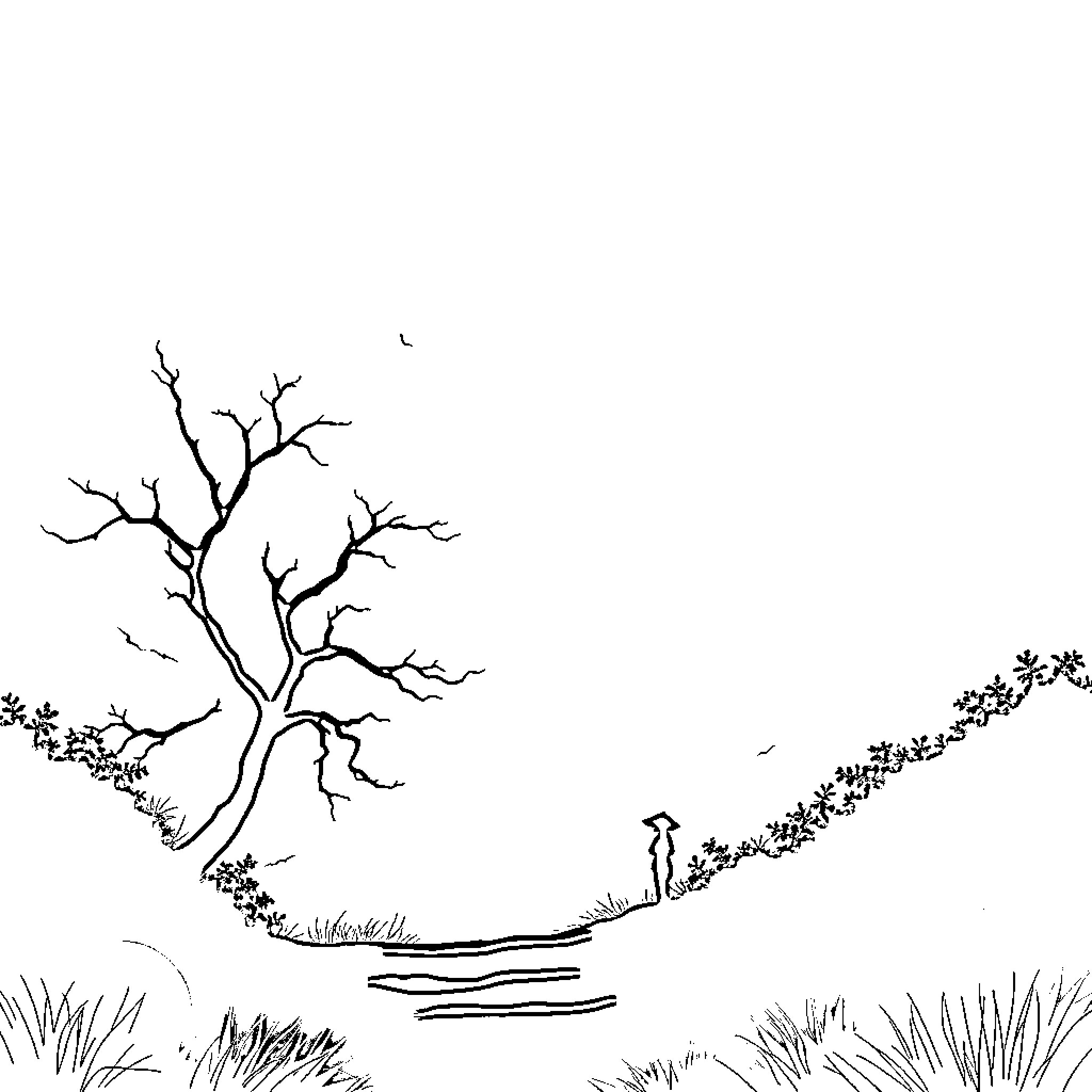 Tokito Muichiro standing alone in nature Coloring Page (free black-and-white line drawing printable PDF for all, from beginners to advanced learners, including children, teens, adults, and seniors)