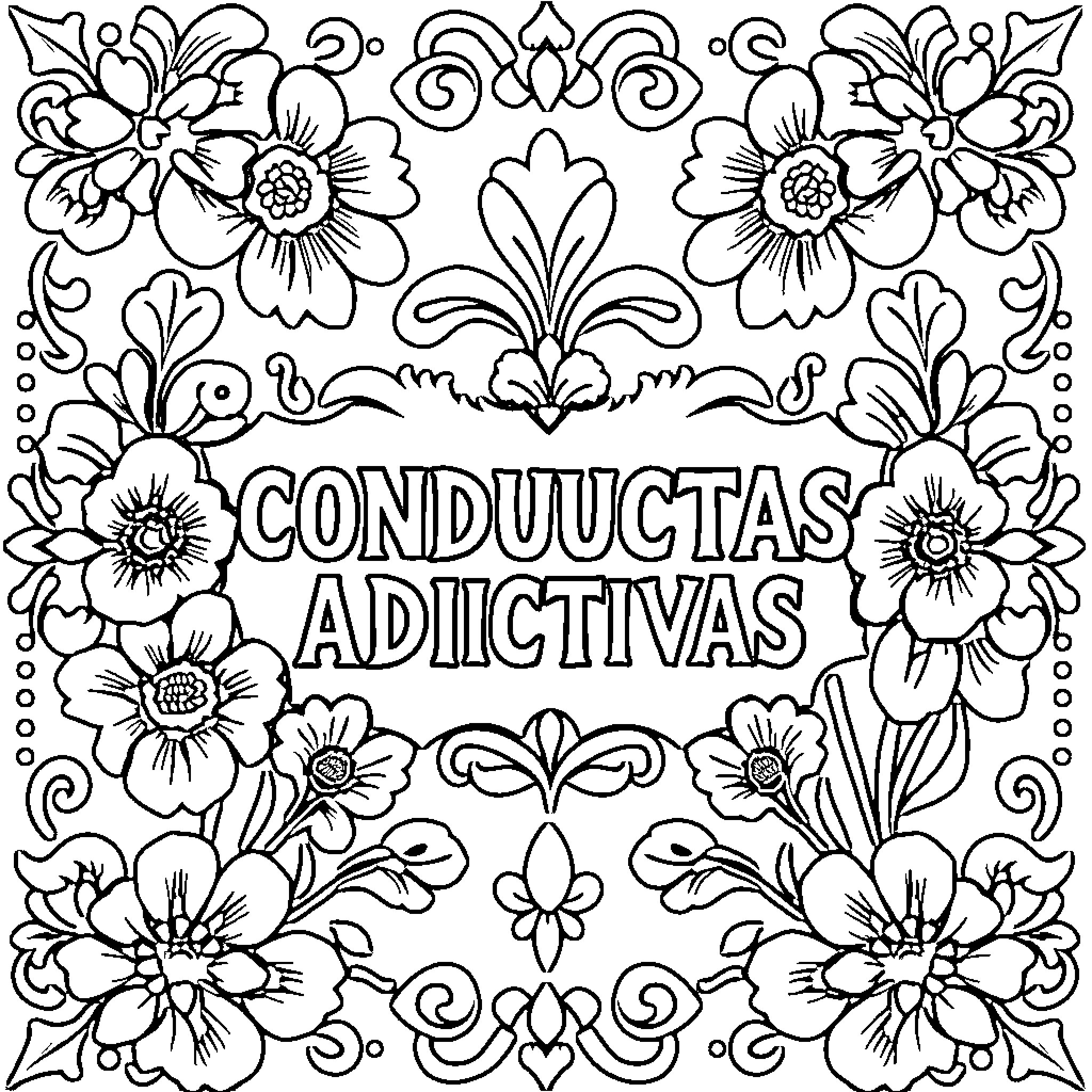 Papel Picado with Floral Designs and Motivational Text Coloring Page (free black-and-white line drawing printable PDF for all, from beginners to advanced learners, including children, teens, adults, and seniors)