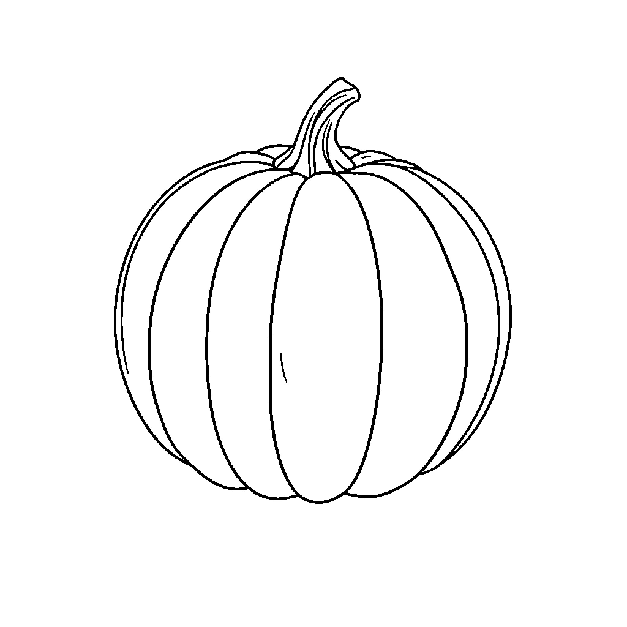 Pumpkin in simple outline form Coloring Page (free black-and-white line drawing printable PDF for all, from beginners to advanced learners, including children, teens, adults, and seniors)