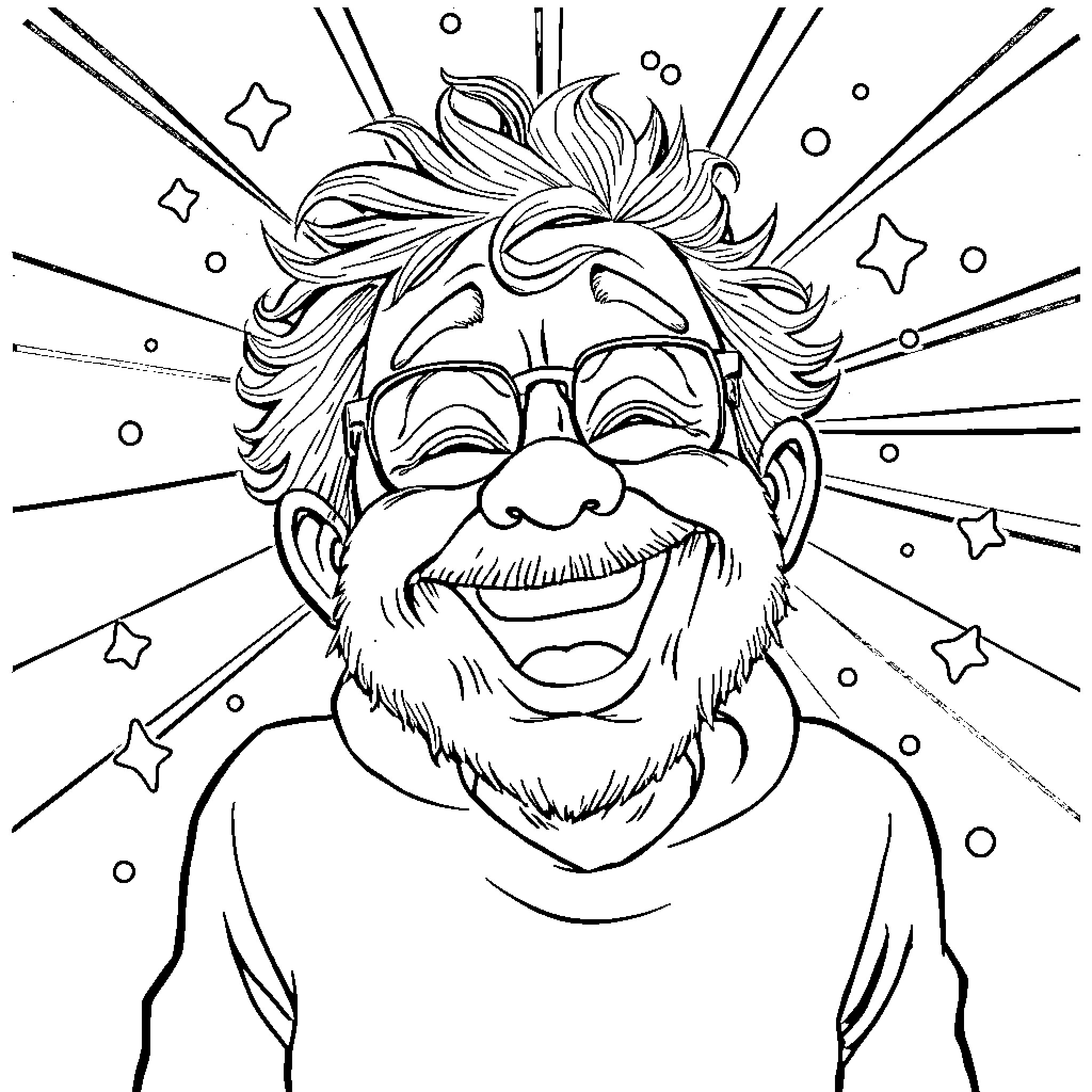 Kid's Joyful Smiling Face with Stylized Hair Coloring Page (free black-and-white line drawing printable PDF for all, from beginners to advanced learners, including children, teens, adults, and seniors)