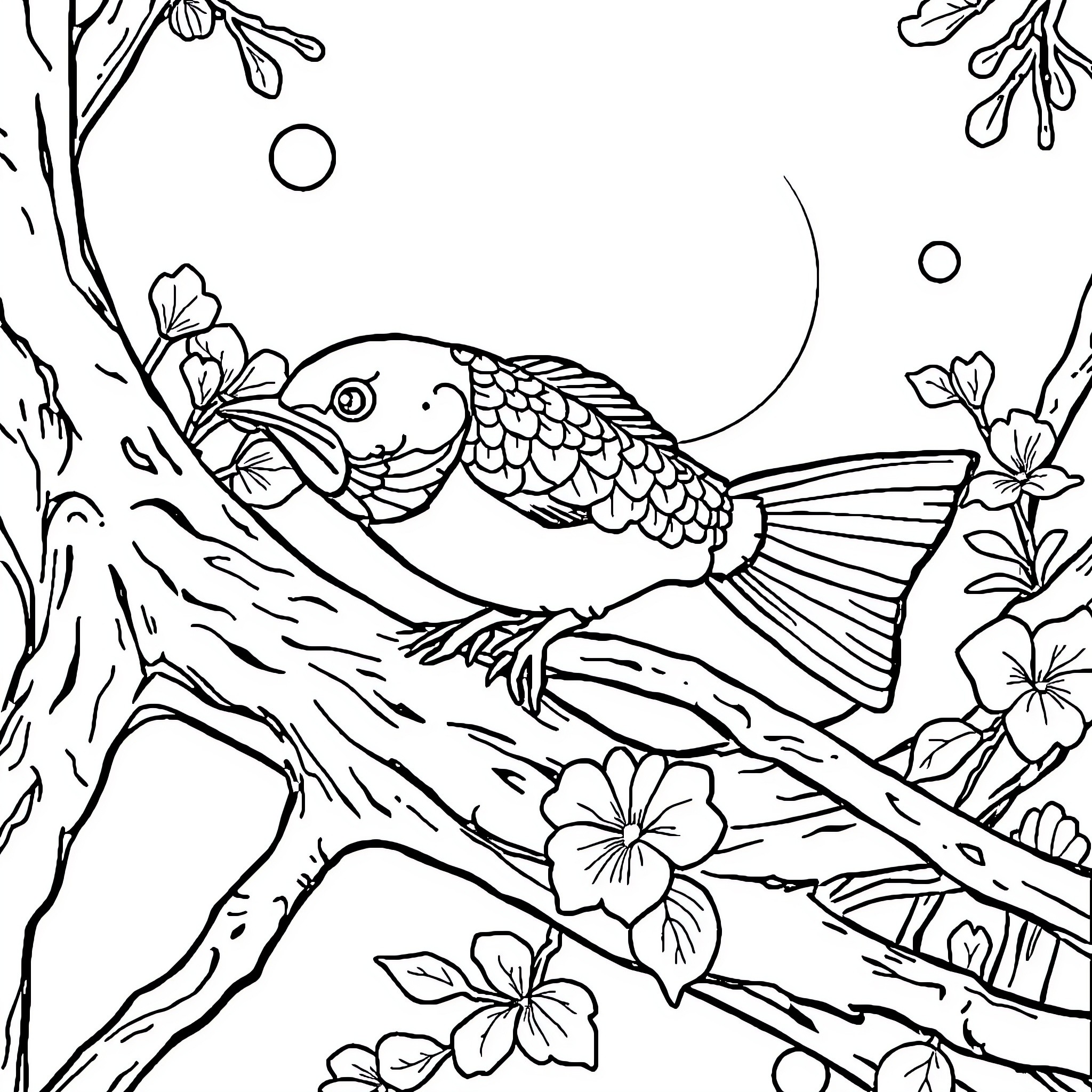 Footballer swimming in floral underwater scene Coloring Page (free black-and-white line drawing printable PDF for all, from beginners to advanced learners, including children, teens, adults, and seniors)