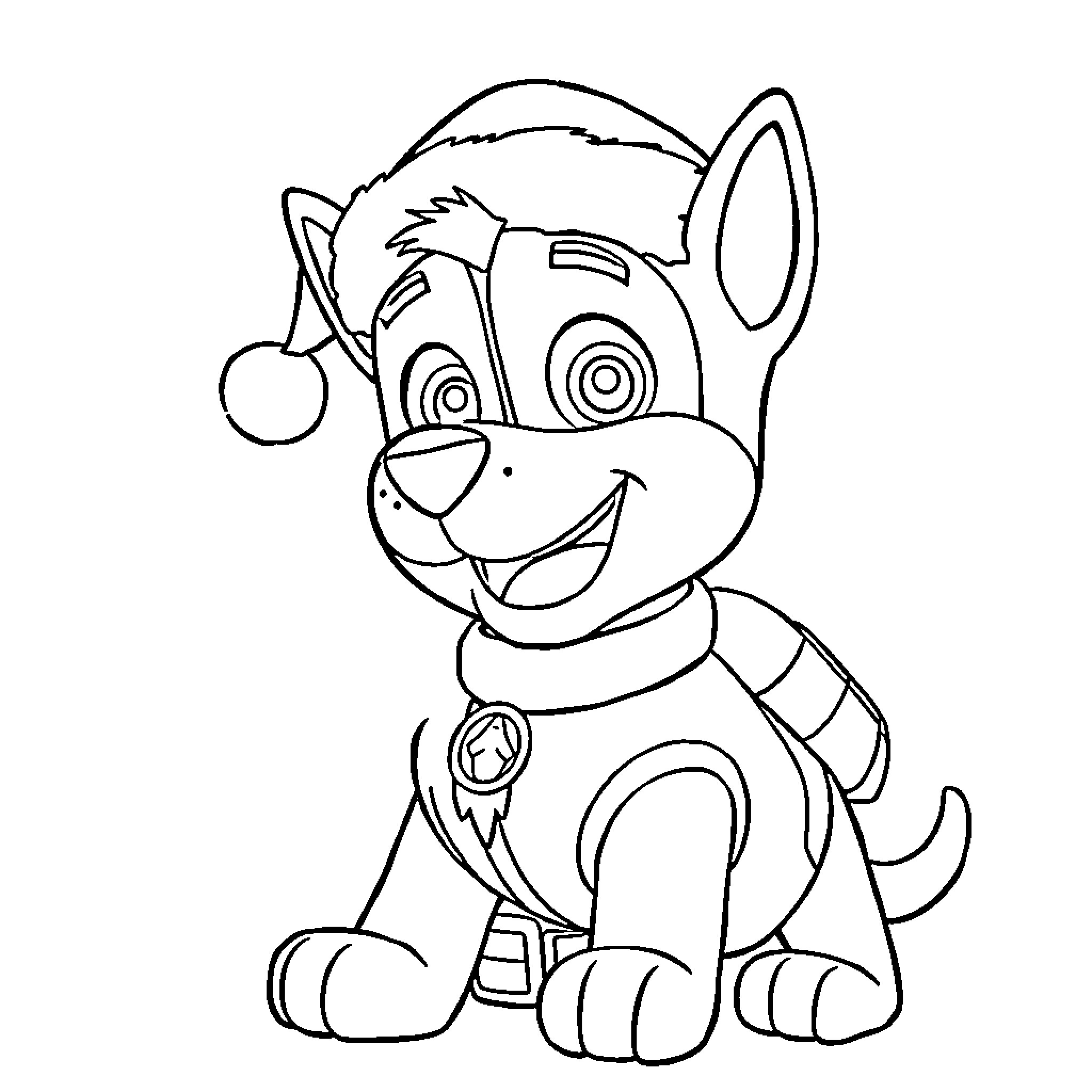 Chase the Playful Pup Coloring Page (free black-and-white line drawing printable PDF for all, from beginners to advanced learners, including children, teens, adults, and seniors)