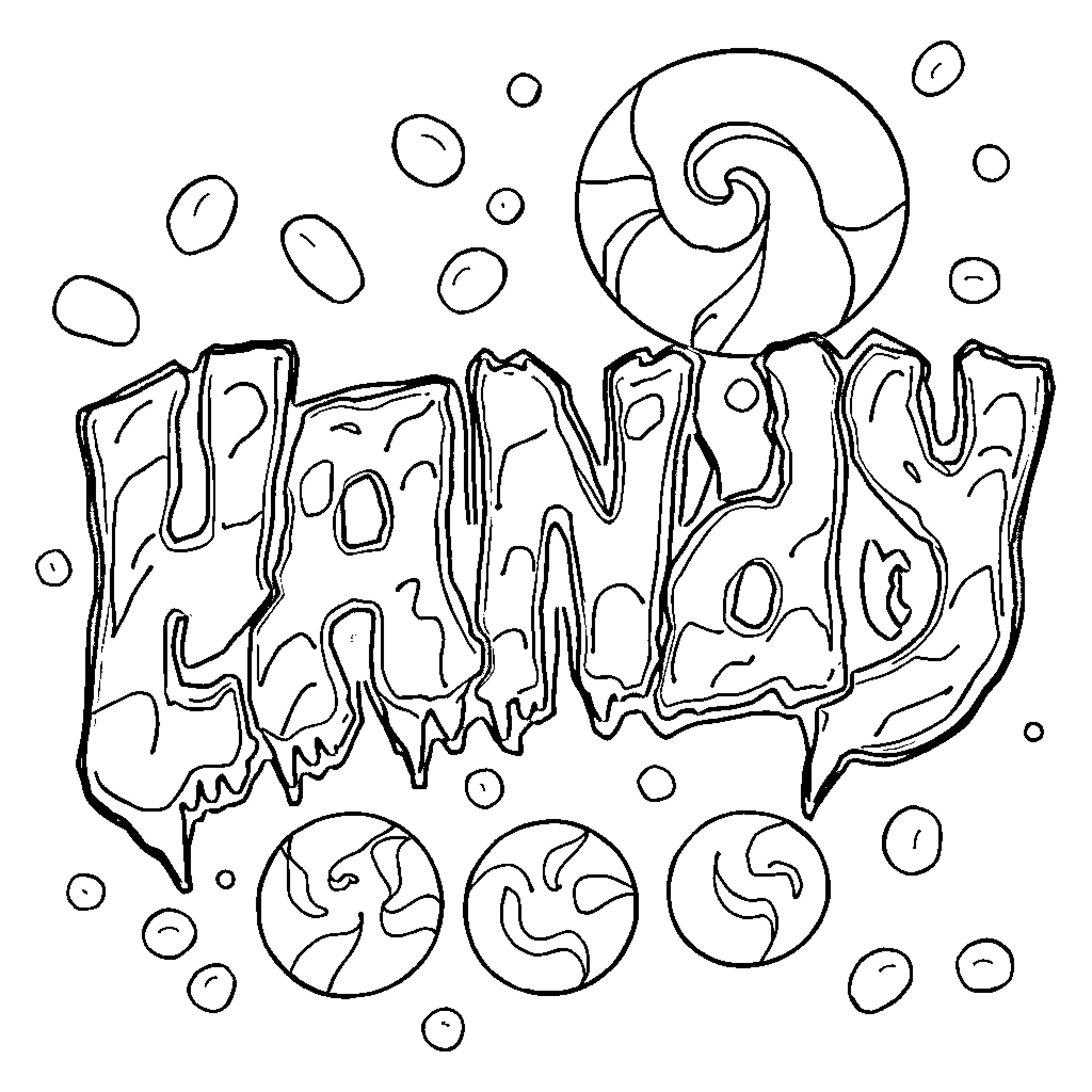 Candy-inspired abstract shapes and patterns Coloring Page (free black-and-white line drawing printable PDF for all, from beginners to advanced learners, including children, teens, adults, and seniors)