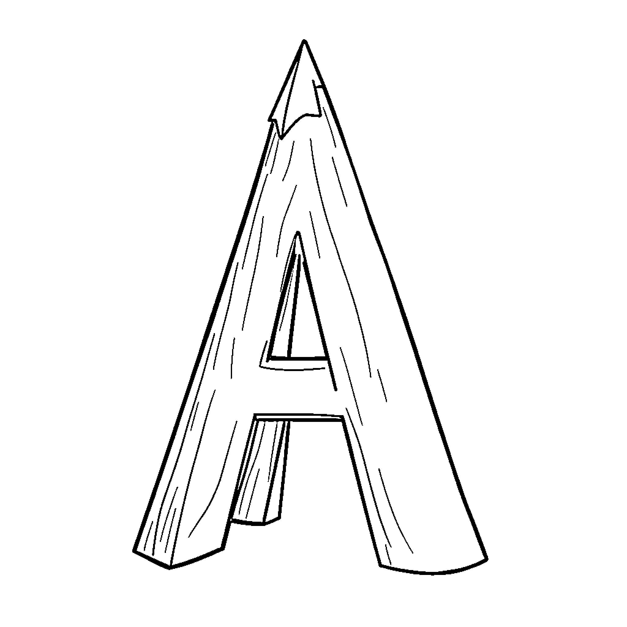 A Textured Alphabetical Illustration Coloring Page (free black-and-white line drawing printable PDF for all, from beginners to advanced learners, including children, teens, adults, and seniors)