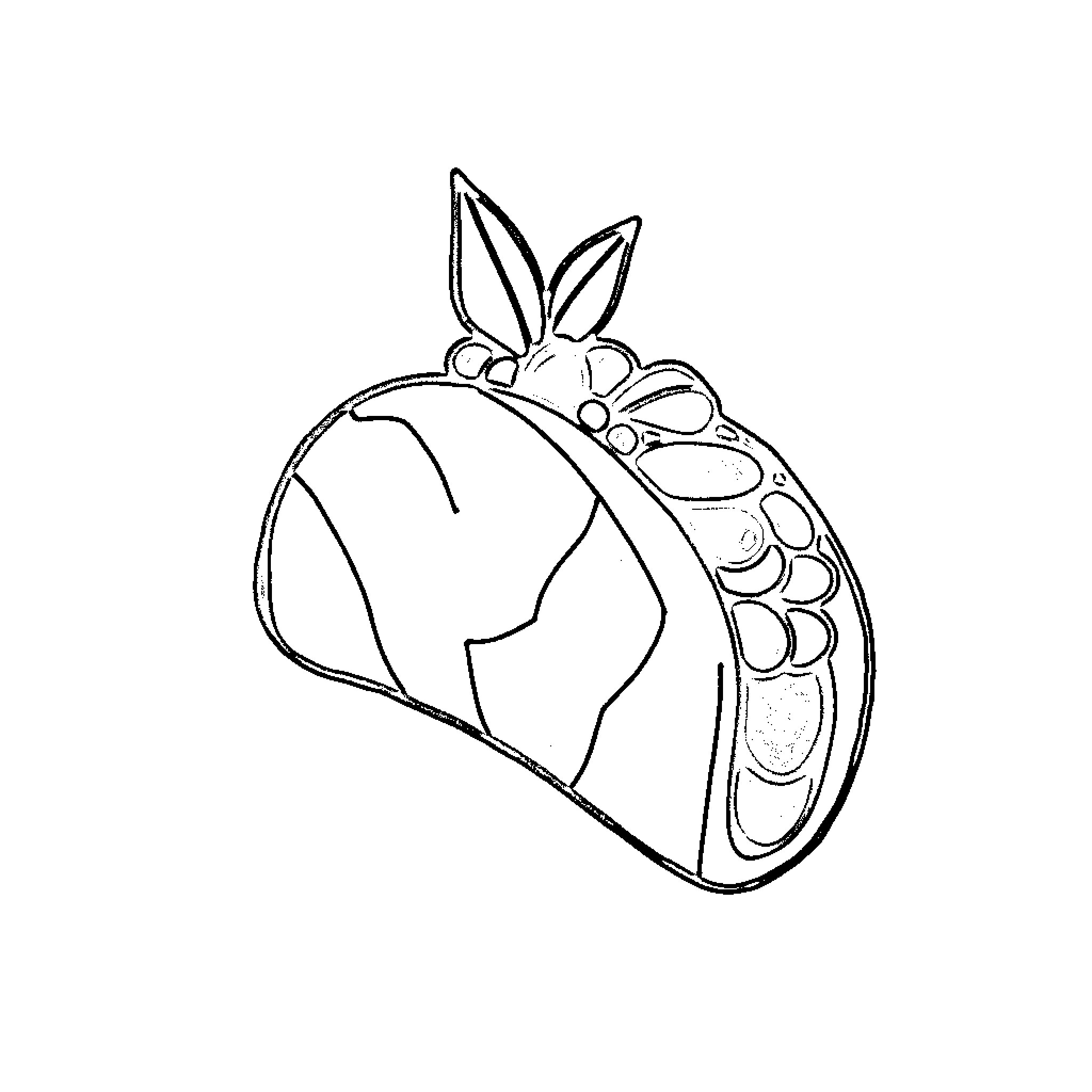 Taco with Decorative Shapes Coloring Page (free black-and-white line drawing printable PDF for all, from beginners to advanced learners, including children, teens, adults, and seniors)