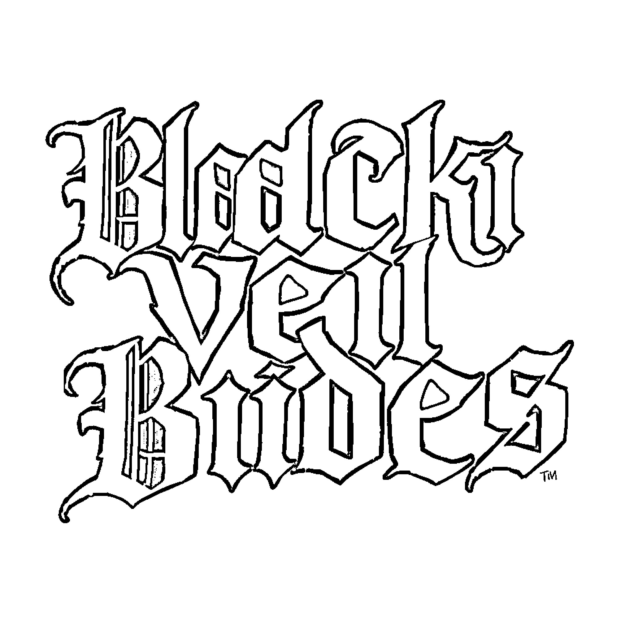 Black Veil Brides theatrical rock band logo Coloring Page (free black-and-white line drawing printable PDF for all, from beginners to advanced learners, including children, teens, adults, and seniors)
