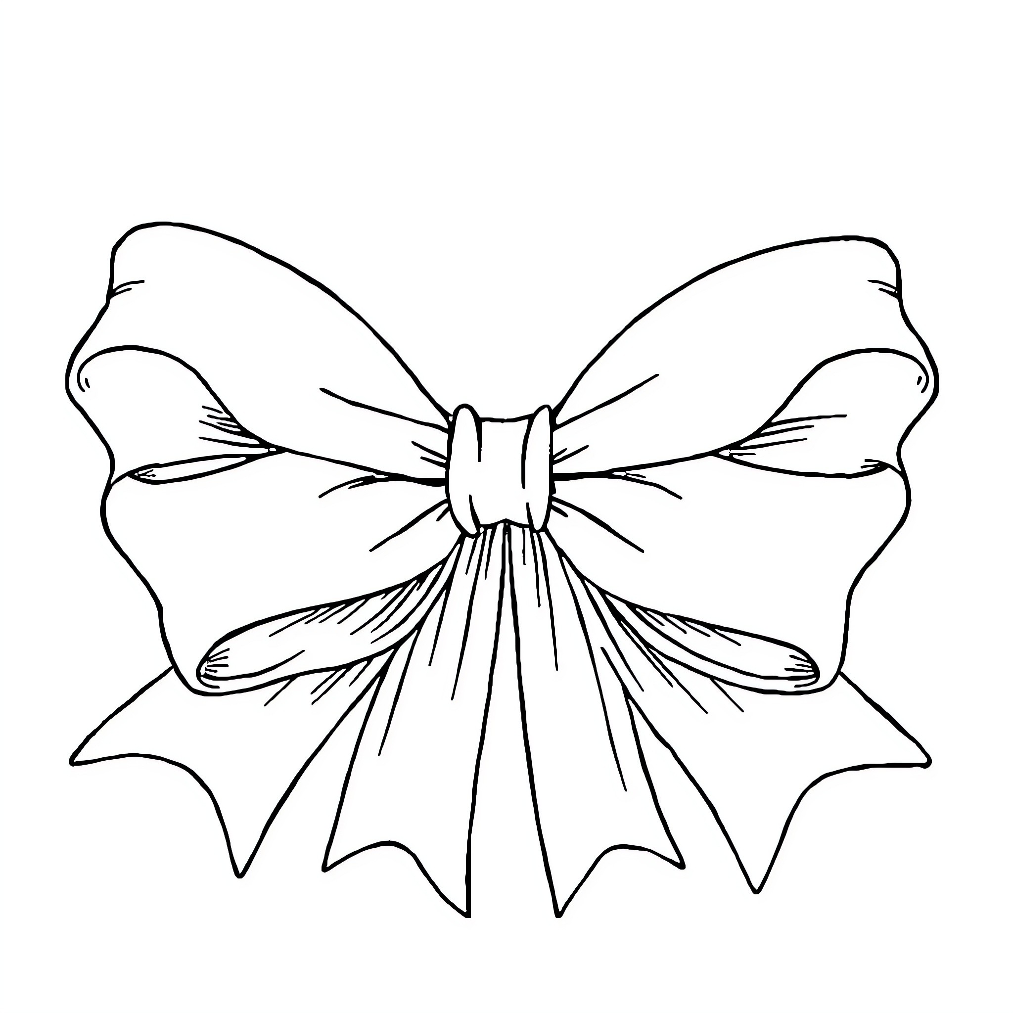 Bow-shaped ribbon with decorative style Coloring Page (free black-and-white line drawing printable PDF for all, from beginners to advanced learners, including children, teens, adults, and seniors)