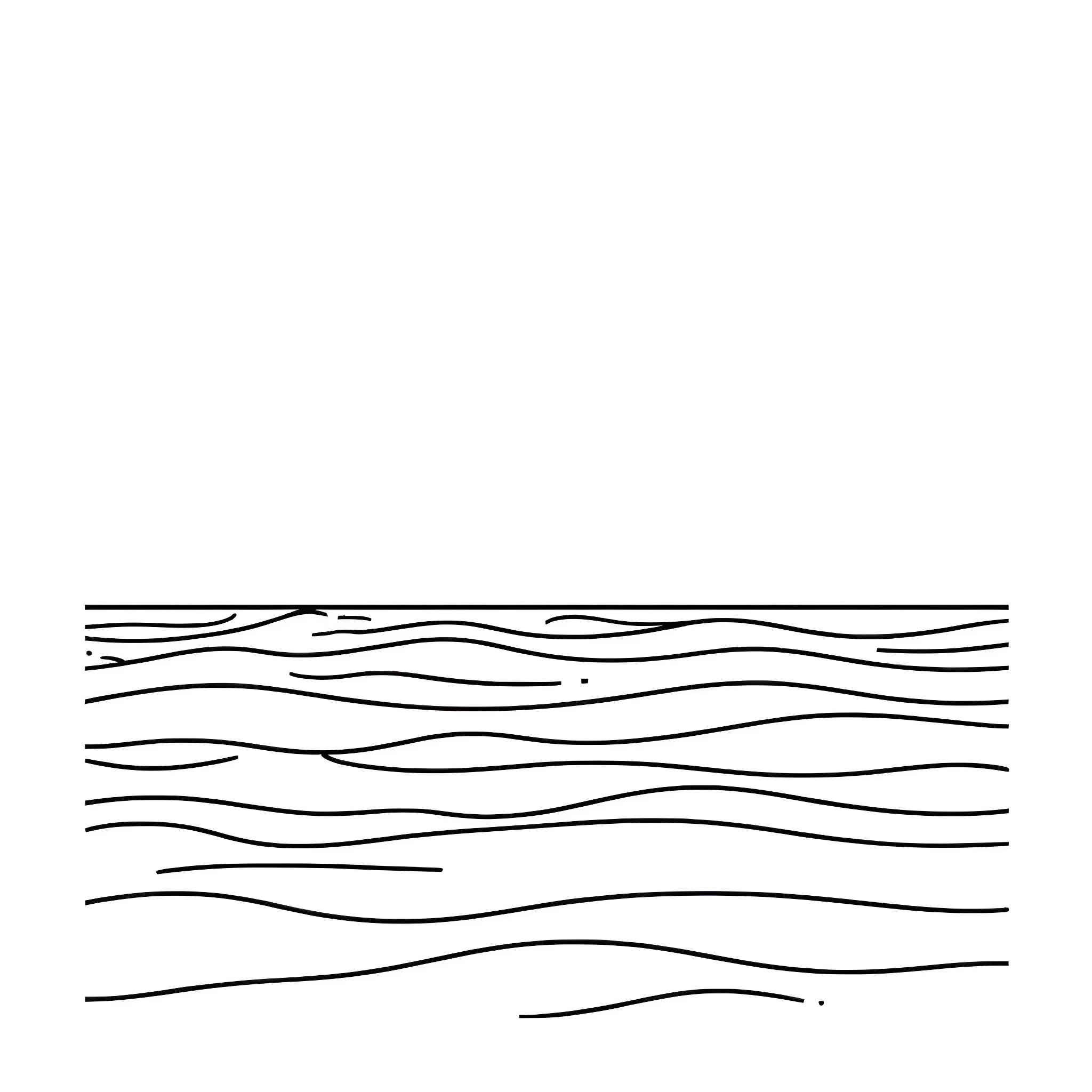 Ocean waves rolling gently on the shore Coloring Page (free black-and-white line drawing printable PDF for all, from beginners to advanced learners, including children, teens, adults, and seniors)