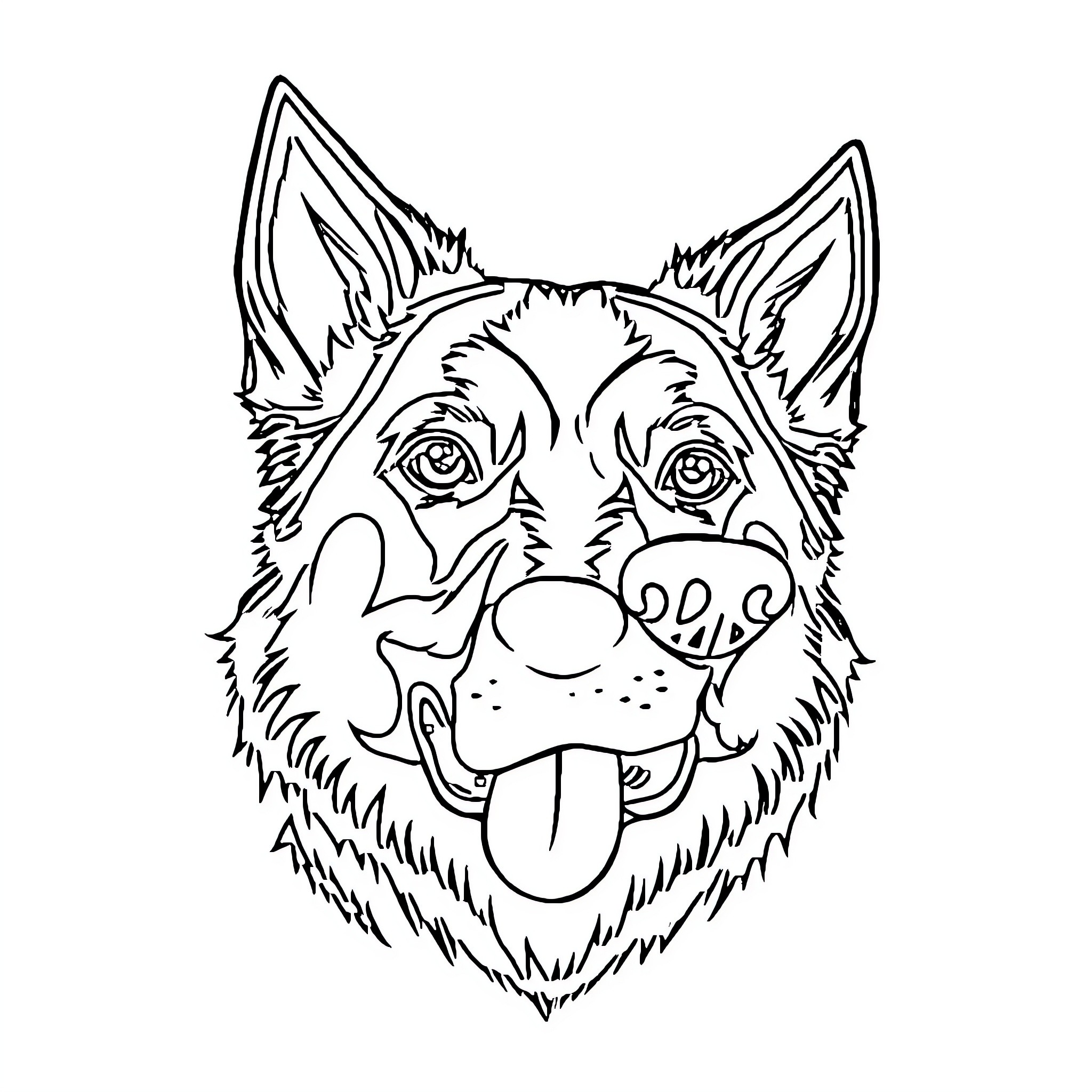 Perro happy with playful expression Coloring Page (free black-and-white line drawing printable PDF for all, from beginners to advanced learners, including children, teens, adults, and seniors)