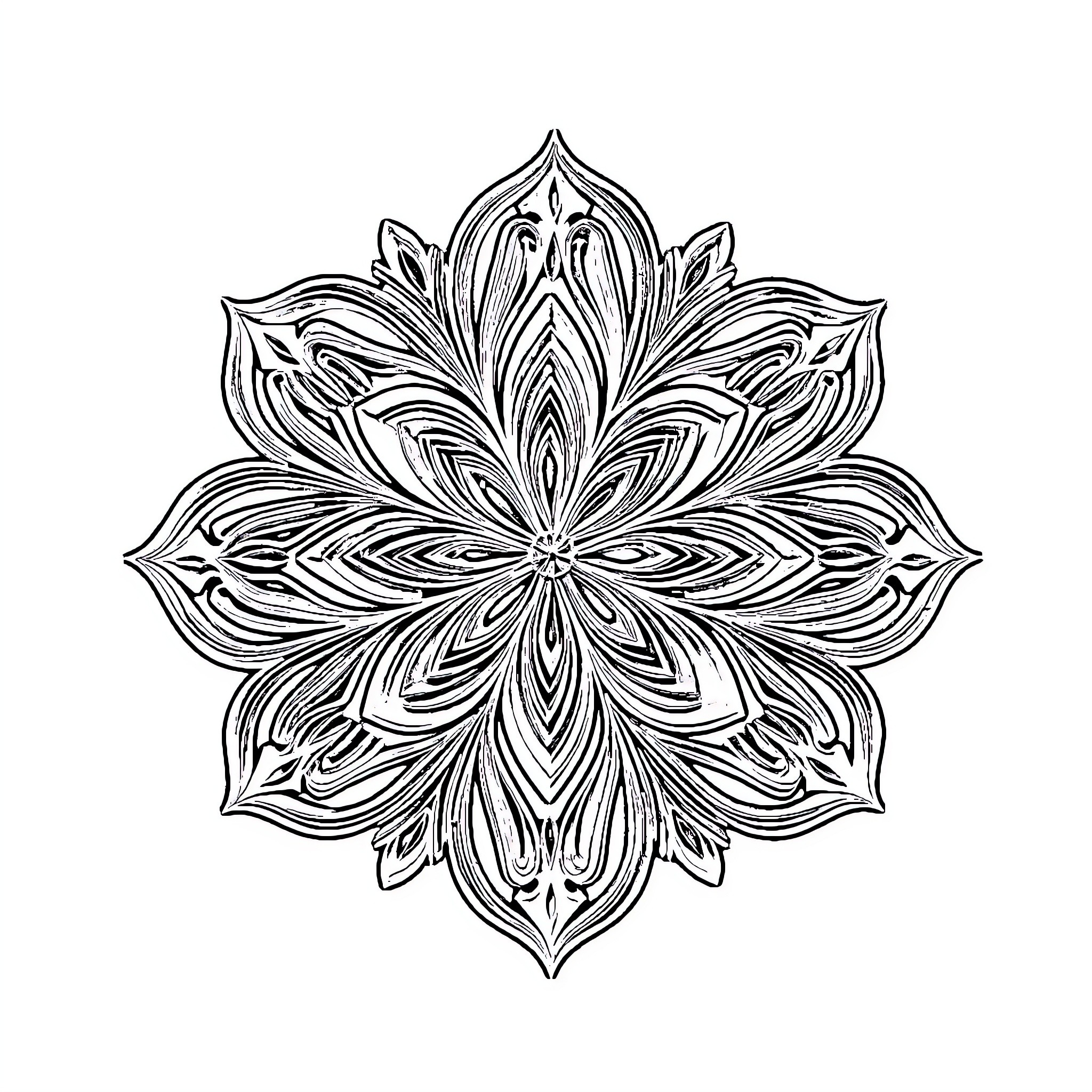 Quilling floral ornamental design Coloring Page (free black-and-white line drawing printable PDF for all, from beginners to advanced learners, including children, teens, adults, and seniors)