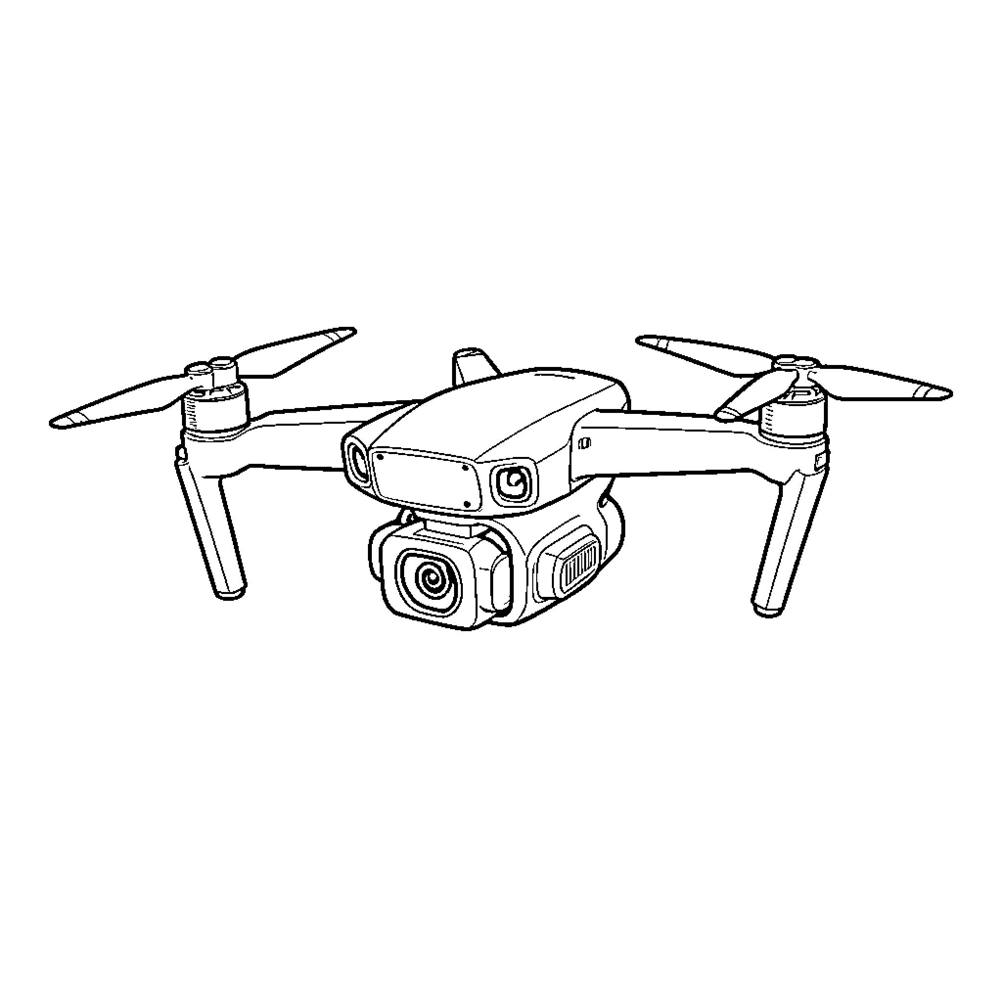 Dji Mini 5 Pro flying in the open air Coloring Page (free black-and-white line drawing printable PDF for all, from beginners to advanced learners, including children, teens, adults, and seniors)