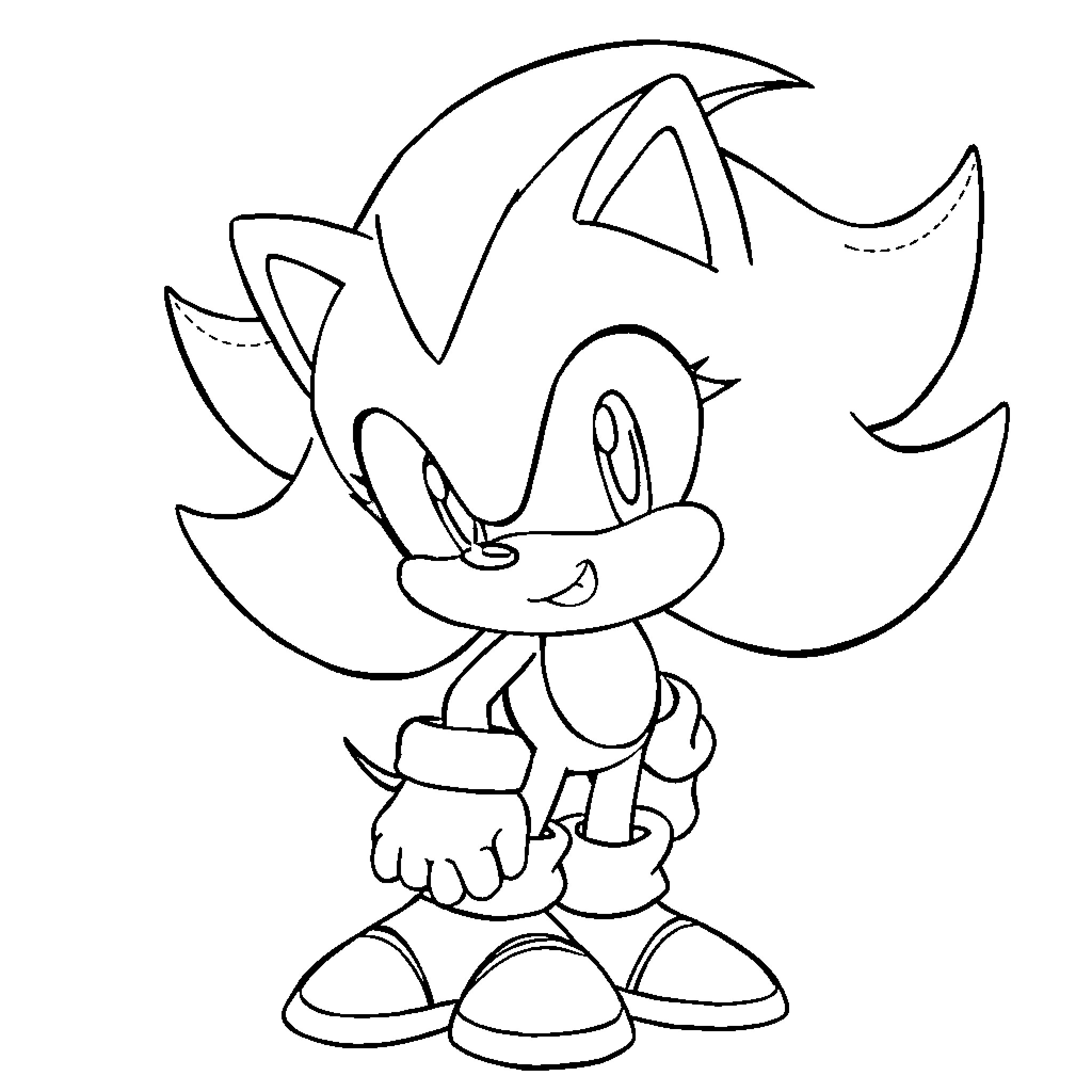 Shadow of a Cheerful Cartoon Character Coloring Page (free black-and-white line drawing printable PDF for all, from beginners to advanced learners, including children, teens, adults, and seniors)