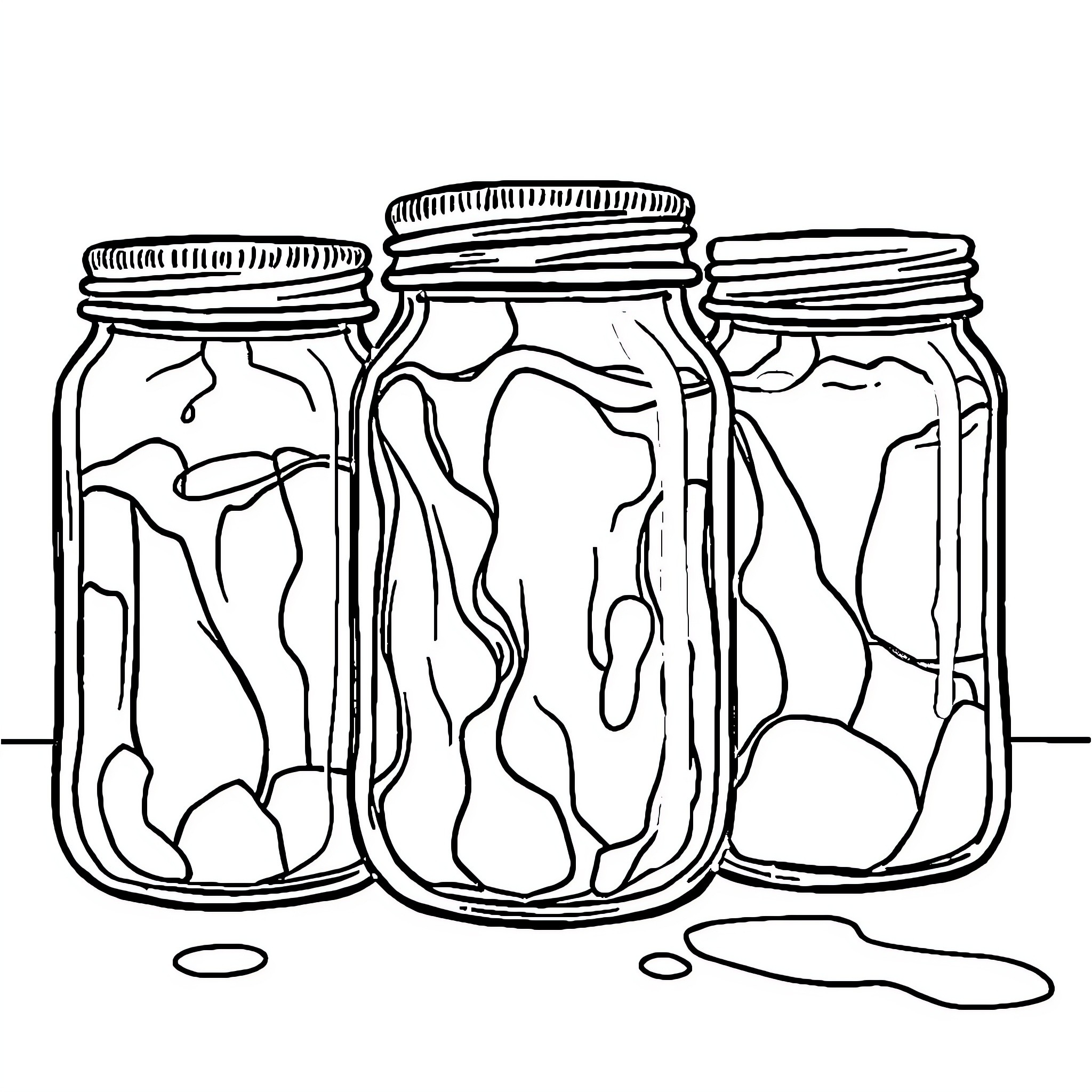 Paint Jars with Organic Shapes and Patterns Coloring Page (free black-and-white line drawing printable PDF for all, from beginners to advanced learners, including children, teens, adults, and seniors)