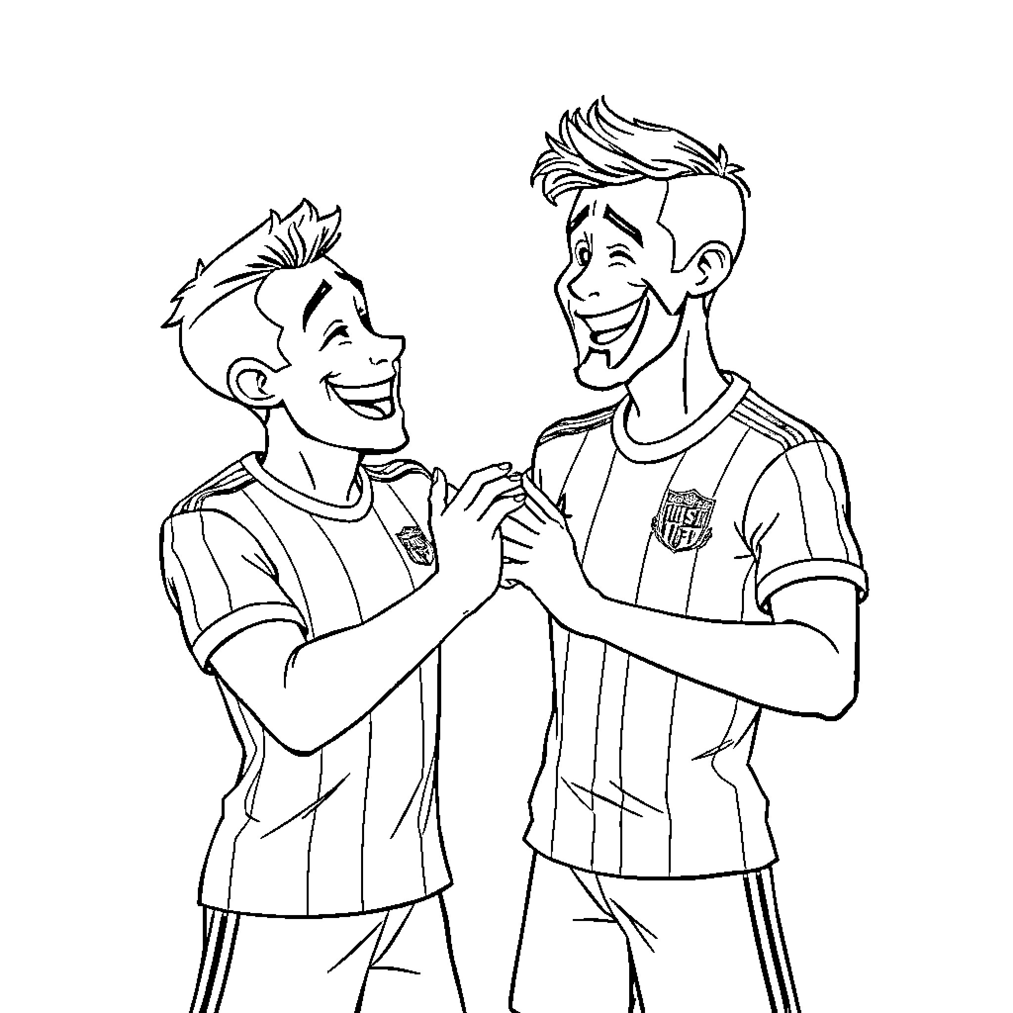 ISCO Friends Celebrating Success Coloring Page (free black-and-white line drawing printable PDF for all, from beginners to advanced learners, including children, teens, adults, and seniors)