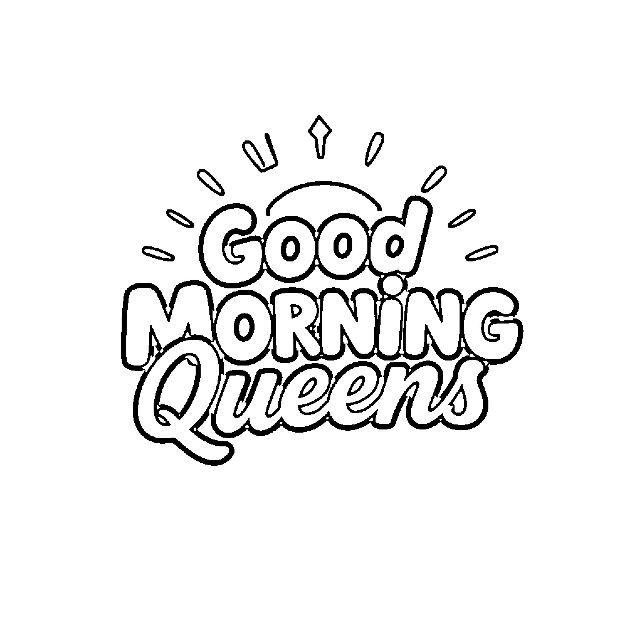 Logo with morning greeting and text Coloring Page (free black-and-white line drawing printable PDF for all, from beginners to advanced learners, including children, teens, adults, and seniors)