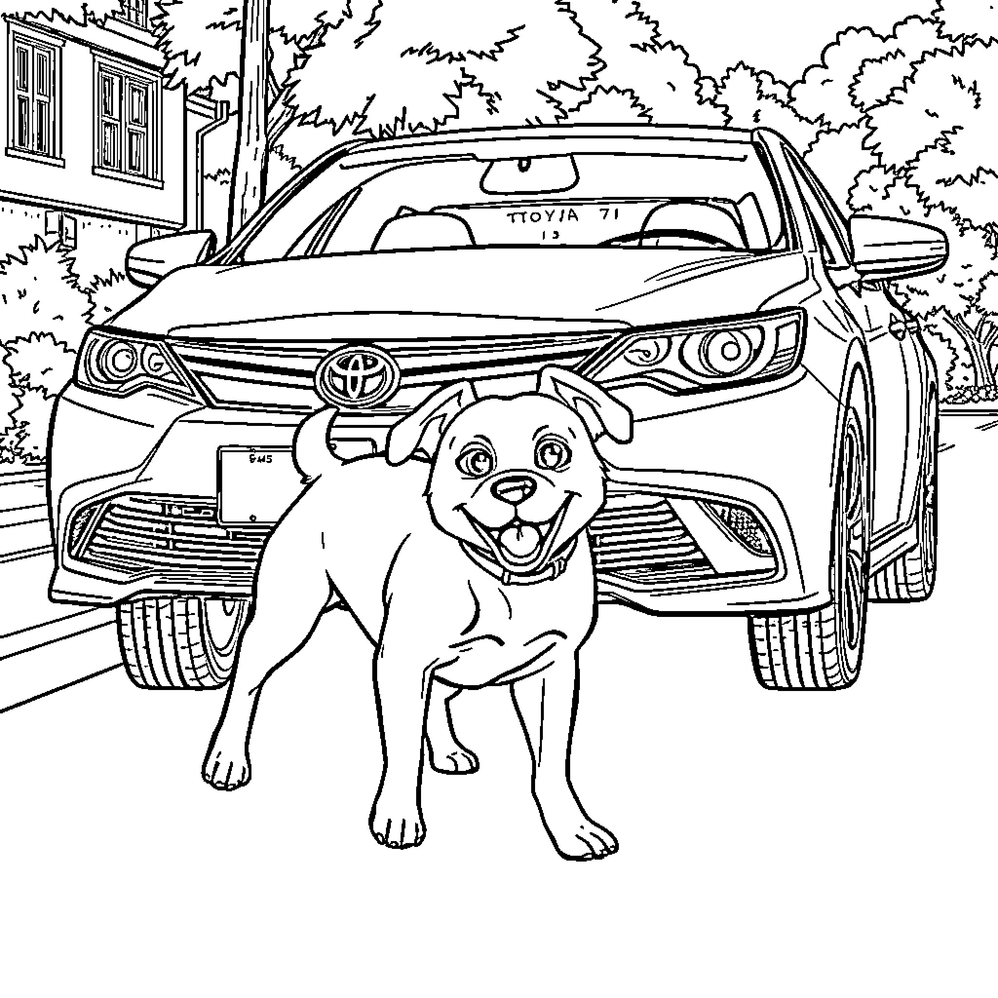 Bluey and the Friendly Pup in the Neighborhood Coloring Page (free black-and-white line drawing printable PDF for all, from beginners to advanced learners, including children, teens, adults, and seniors)