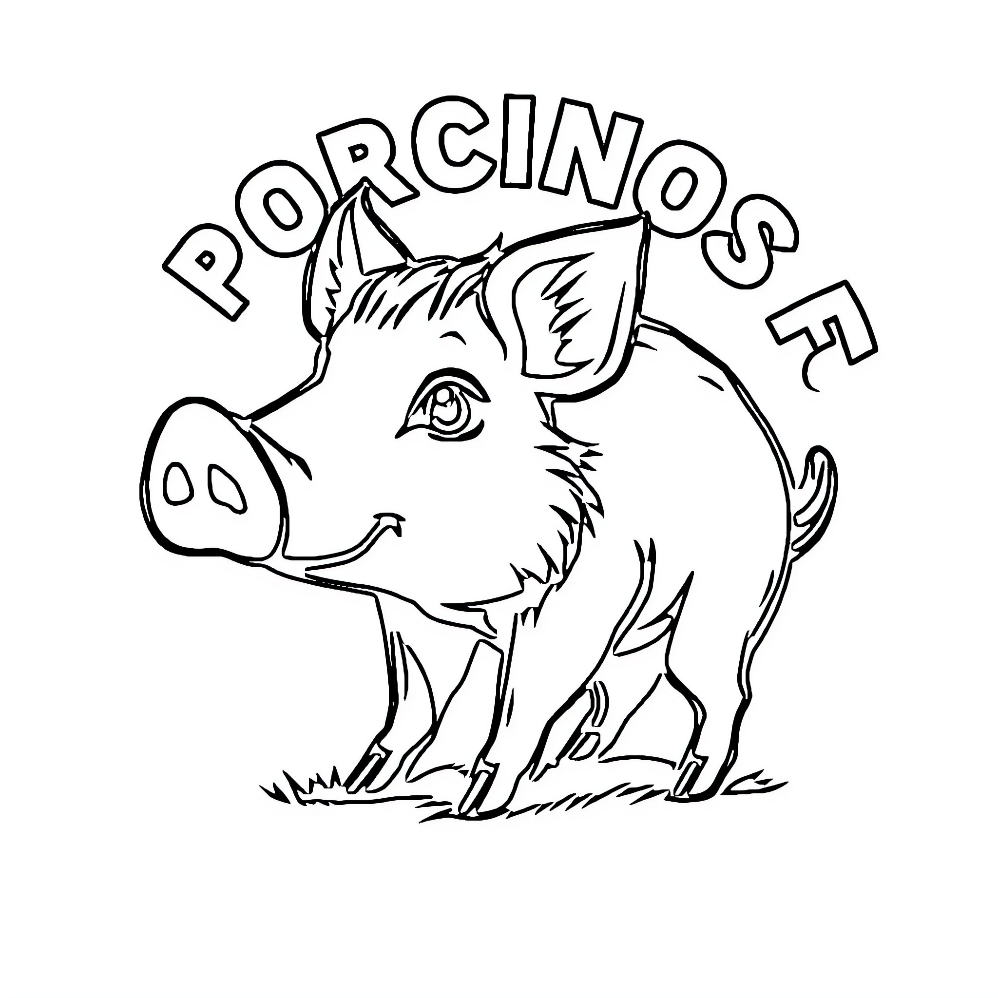 Porcinos FC: Playful Pigs in Action Coloring Page (free black-and-white line drawing printable PDF for all, from beginners to advanced learners, including children, teens, adults, and seniors)