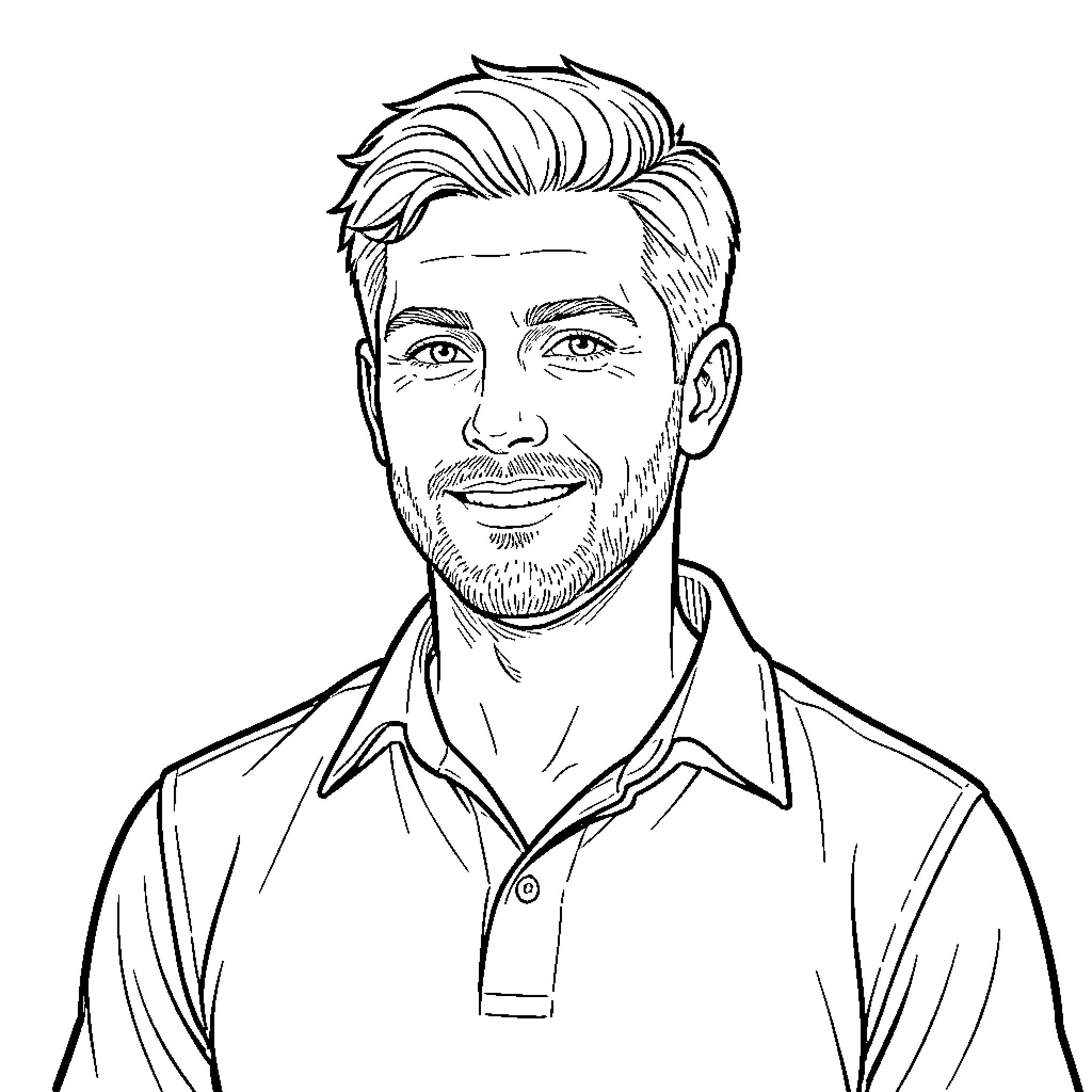 Jax's Friendly Smile Coloring Page (free black-and-white line drawing printable PDF for all, from beginners to advanced learners, including children, teens, adults, and seniors)