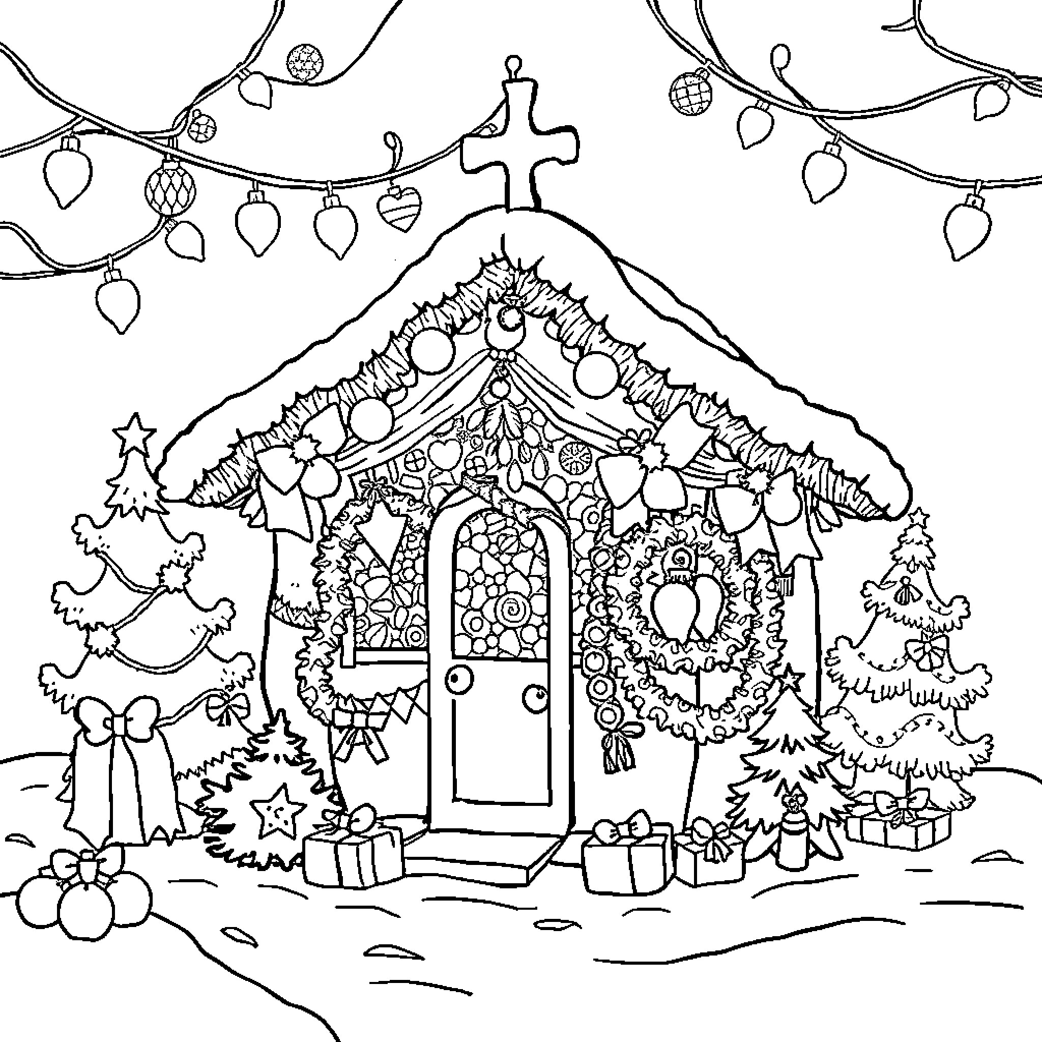 Labubu's Whimsical Winter Wonderland Coloring Page (free black-and-white line drawing printable PDF for all, from beginners to advanced learners, including children, teens, adults, and seniors)