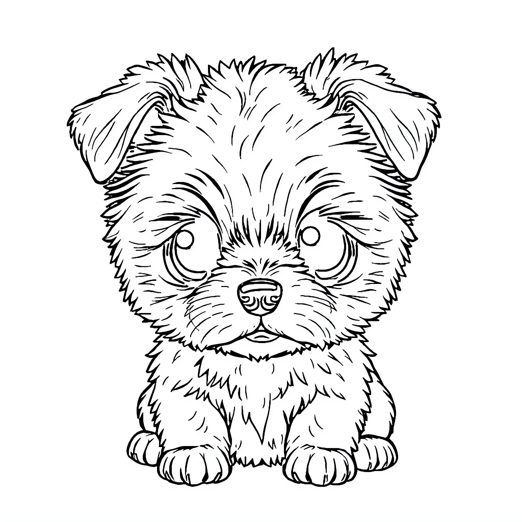 Dog staring curiously at the viewer Coloring Page (free black-and-white line drawing printable PDF for all, from beginners to advanced learners, including children, teens, adults, and seniors)