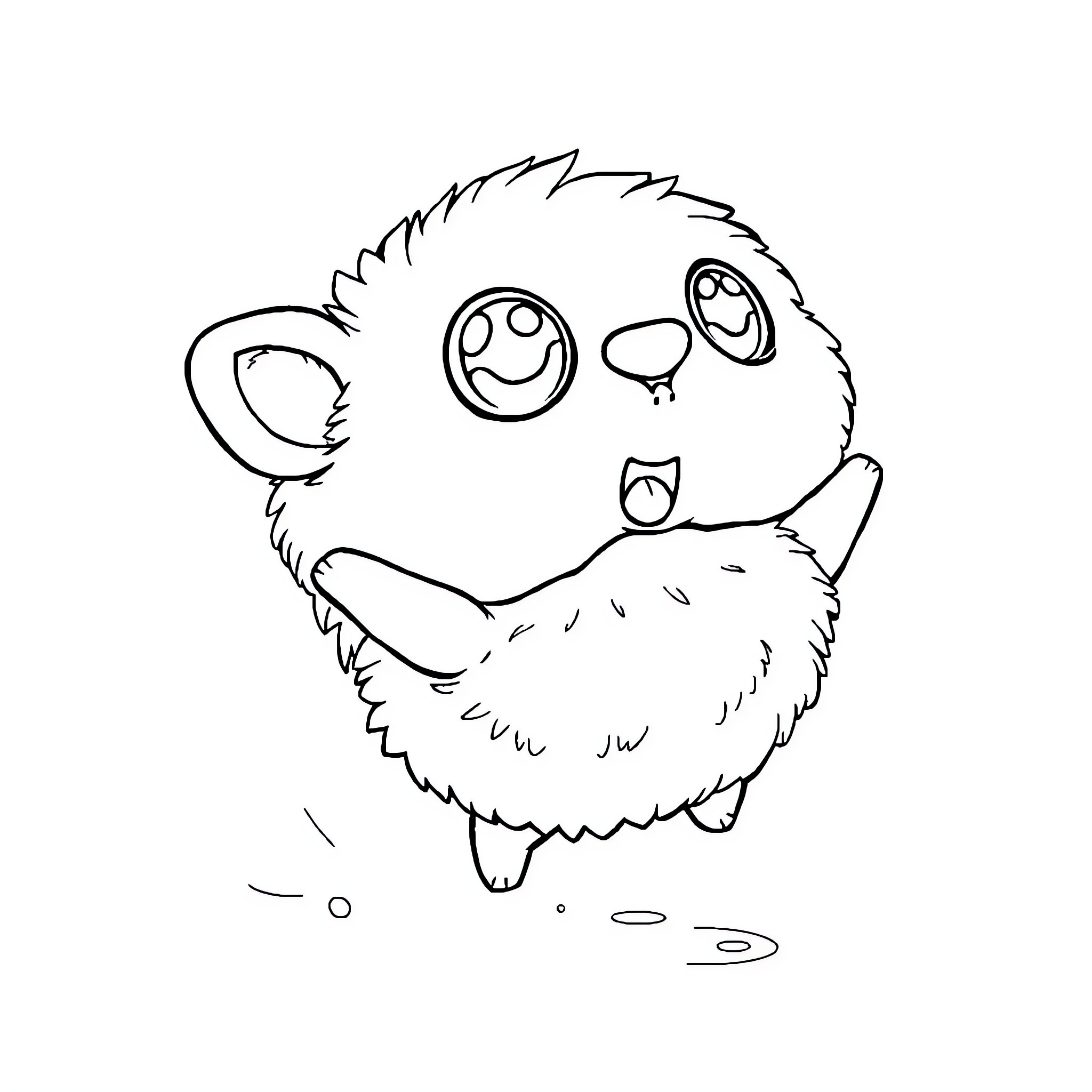 Labubu's Playful Dance Coloring Page (free black-and-white line drawing printable PDF for all, from beginners to advanced learners, including children, teens, adults, and seniors)