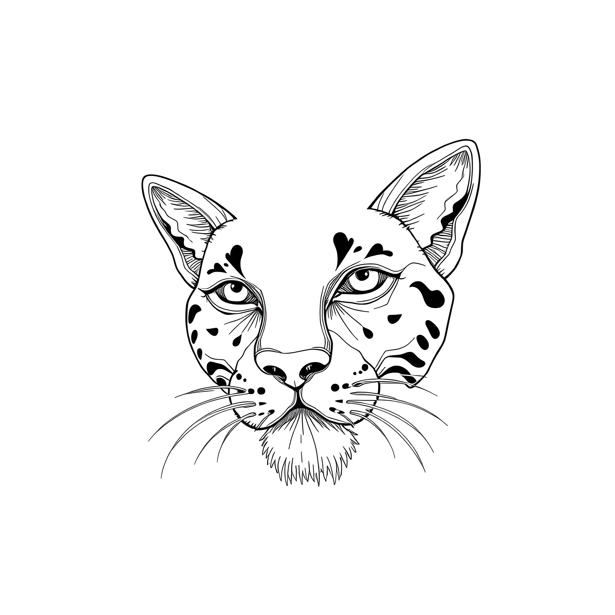 Unicorn Leopard Gazing Intensely Coloring Page (free black-and-white line drawing printable PDF for all, from beginners to advanced learners, including children, teens, adults, and seniors)