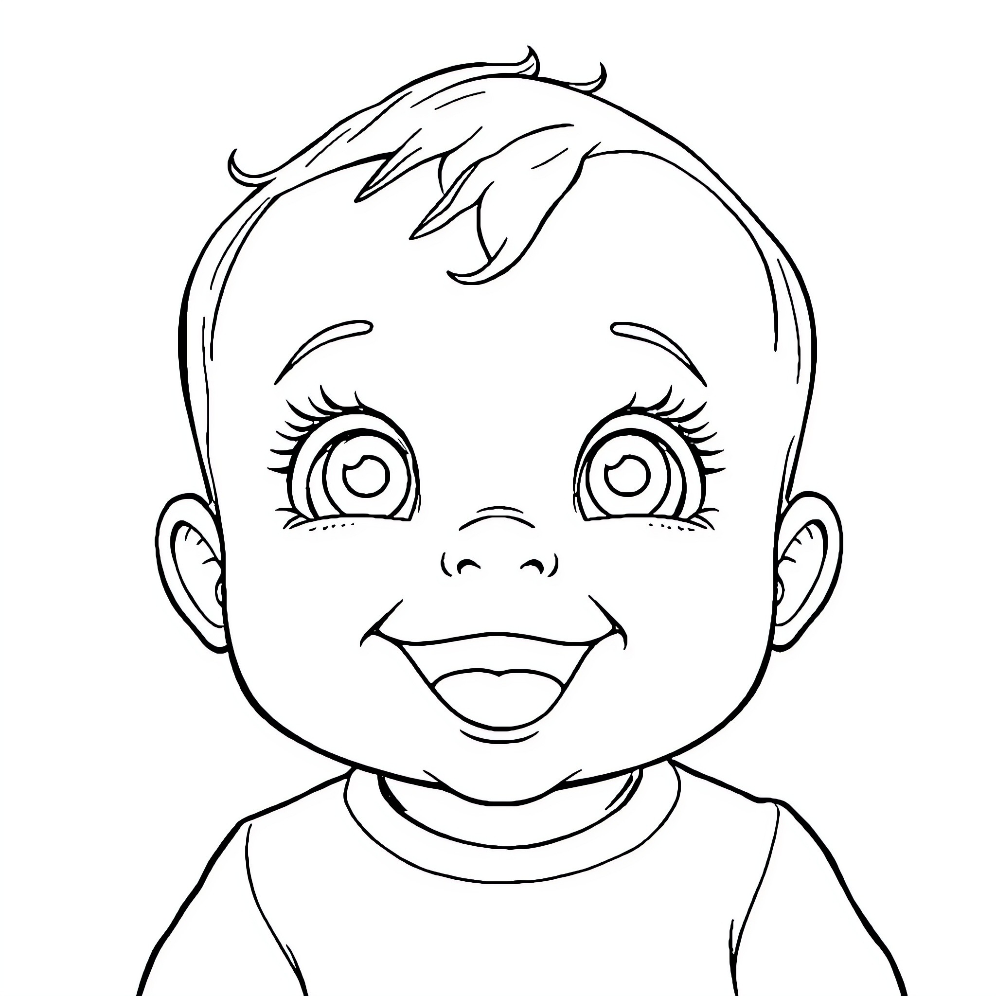 Baby with cheerful expression Coloring Page (free black-and-white line drawing printable PDF for all, from beginners to advanced learners, including children, teens, adults, and seniors)