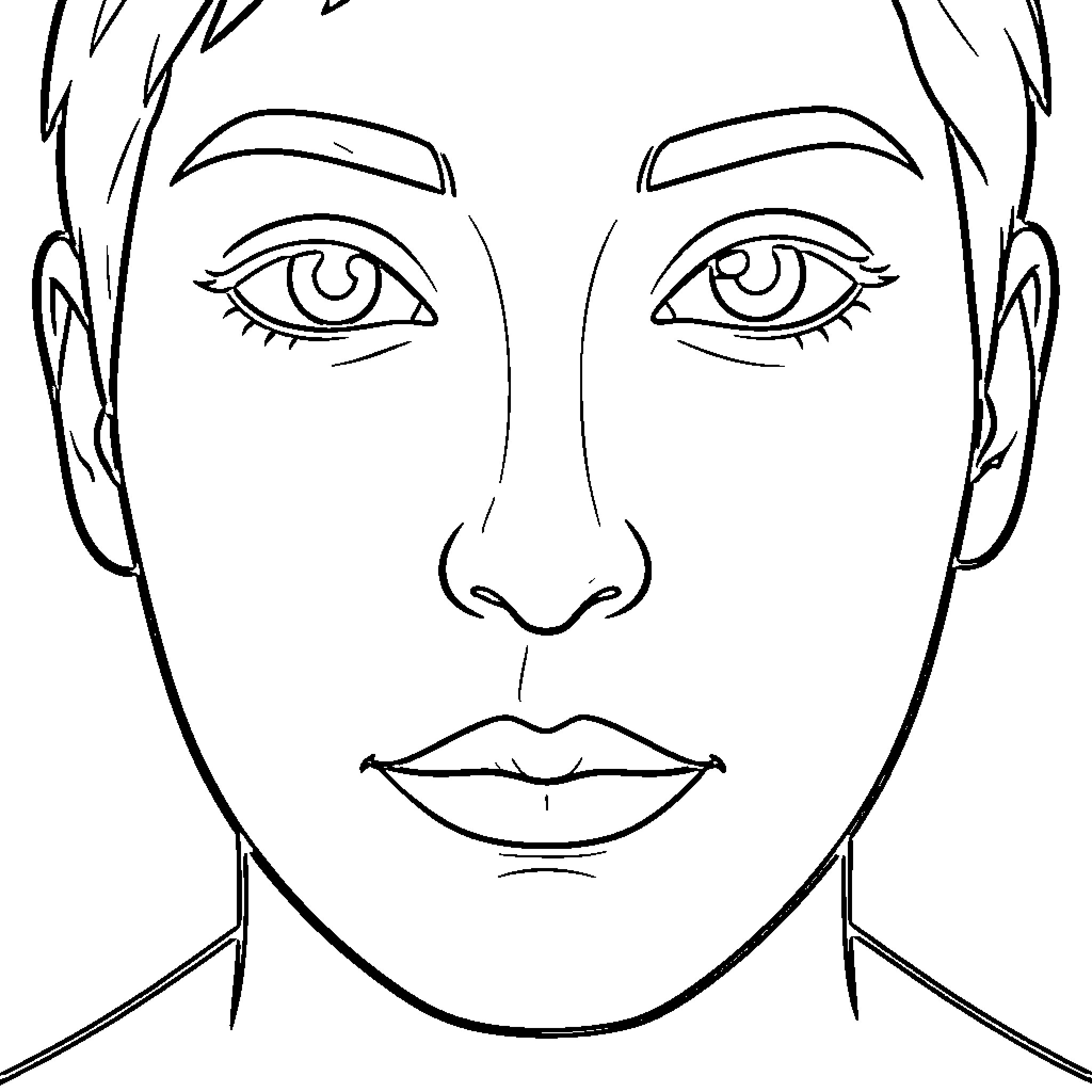 Nose of a serious-looking individual Coloring Page (free black-and-white line drawing printable PDF for all, from beginners to advanced learners, including children, teens, adults, and seniors)