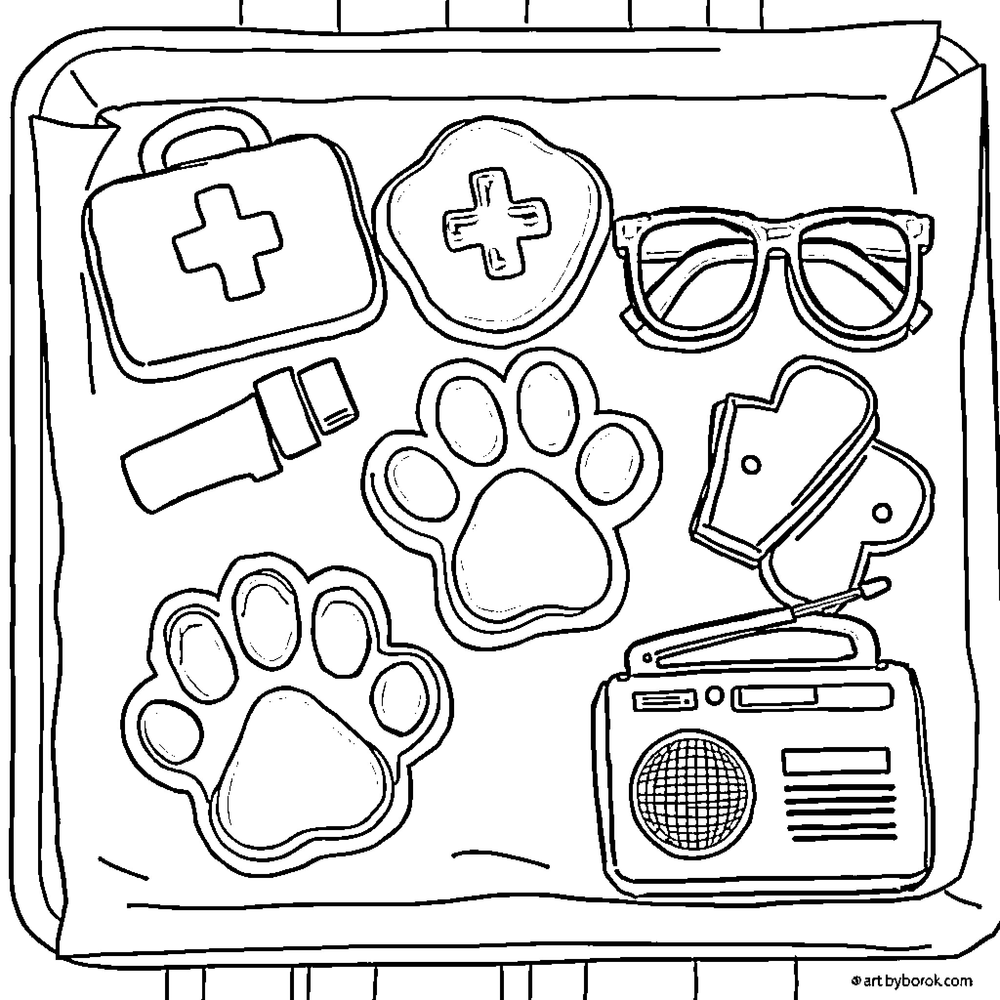 Cookie Shapes for Pet Care and Health Coloring Page (free black-and-white line drawing printable PDF for all, from beginners to advanced learners, including children, teens, adults, and seniors)