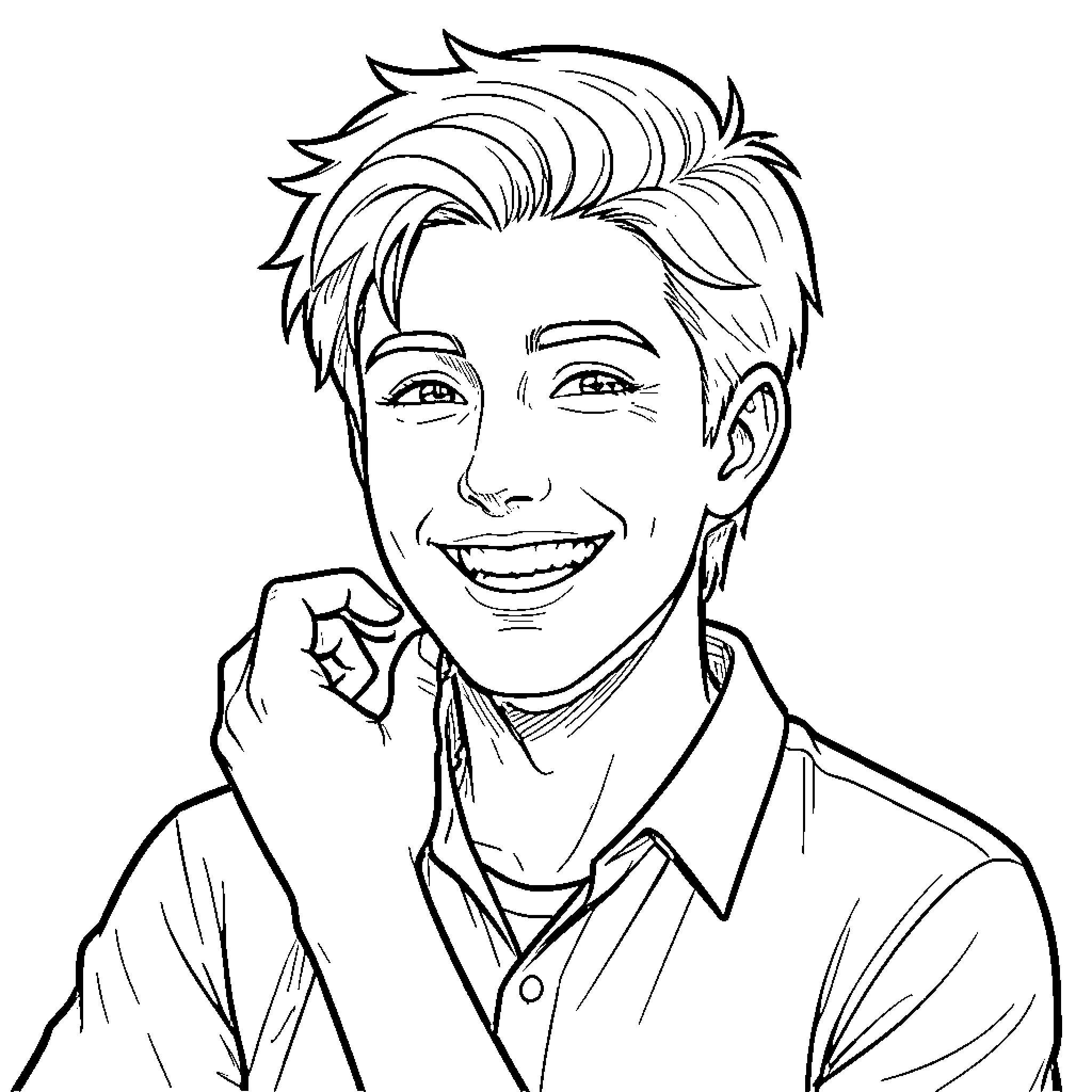 Enamorado's cheerful portrait Coloring Page (free black-and-white line drawing printable PDF for all, from beginners to advanced learners, including children, teens, adults, and seniors)