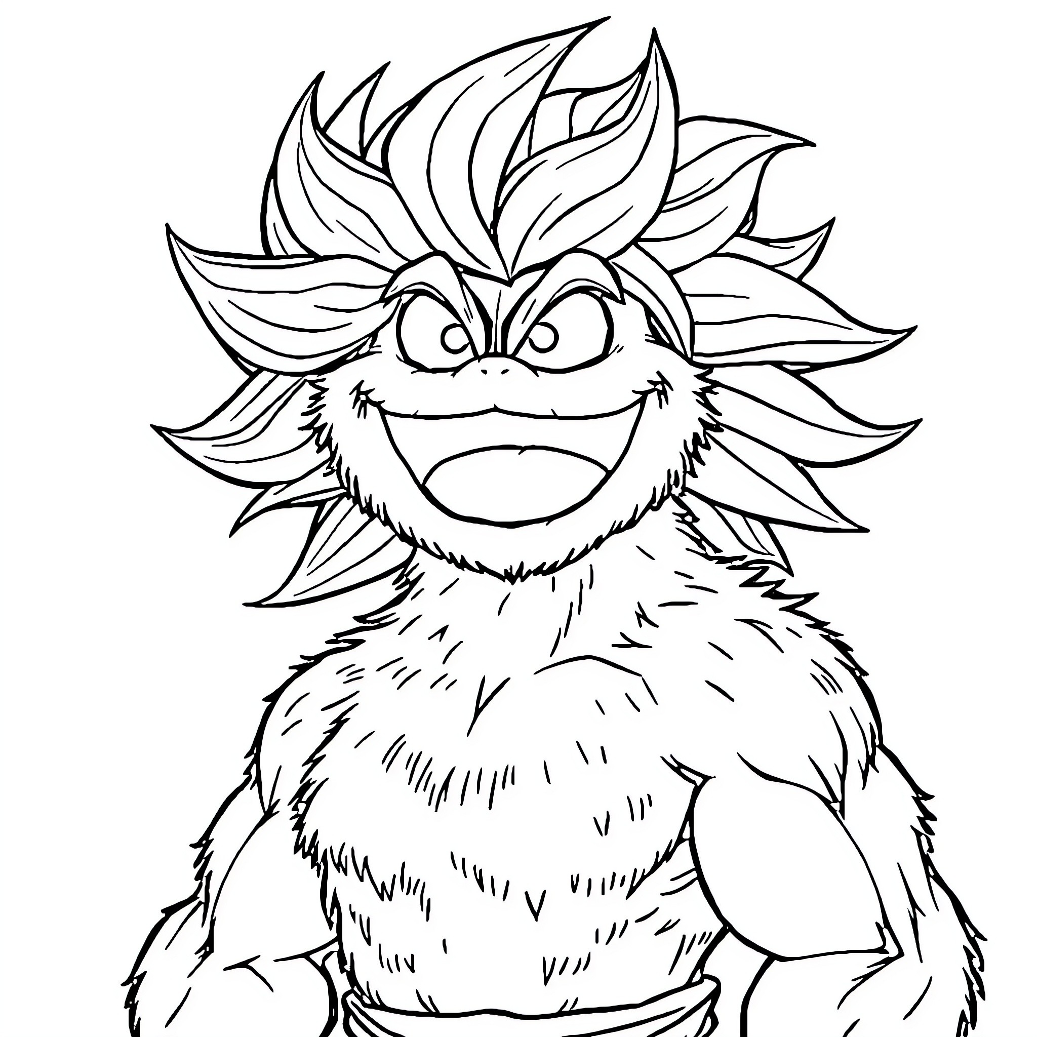 Cookie Monster drawing with a fierce expression Coloring Page (free black-and-white line drawing printable PDF for all, from beginners to advanced learners, including children, teens, adults, and seniors)