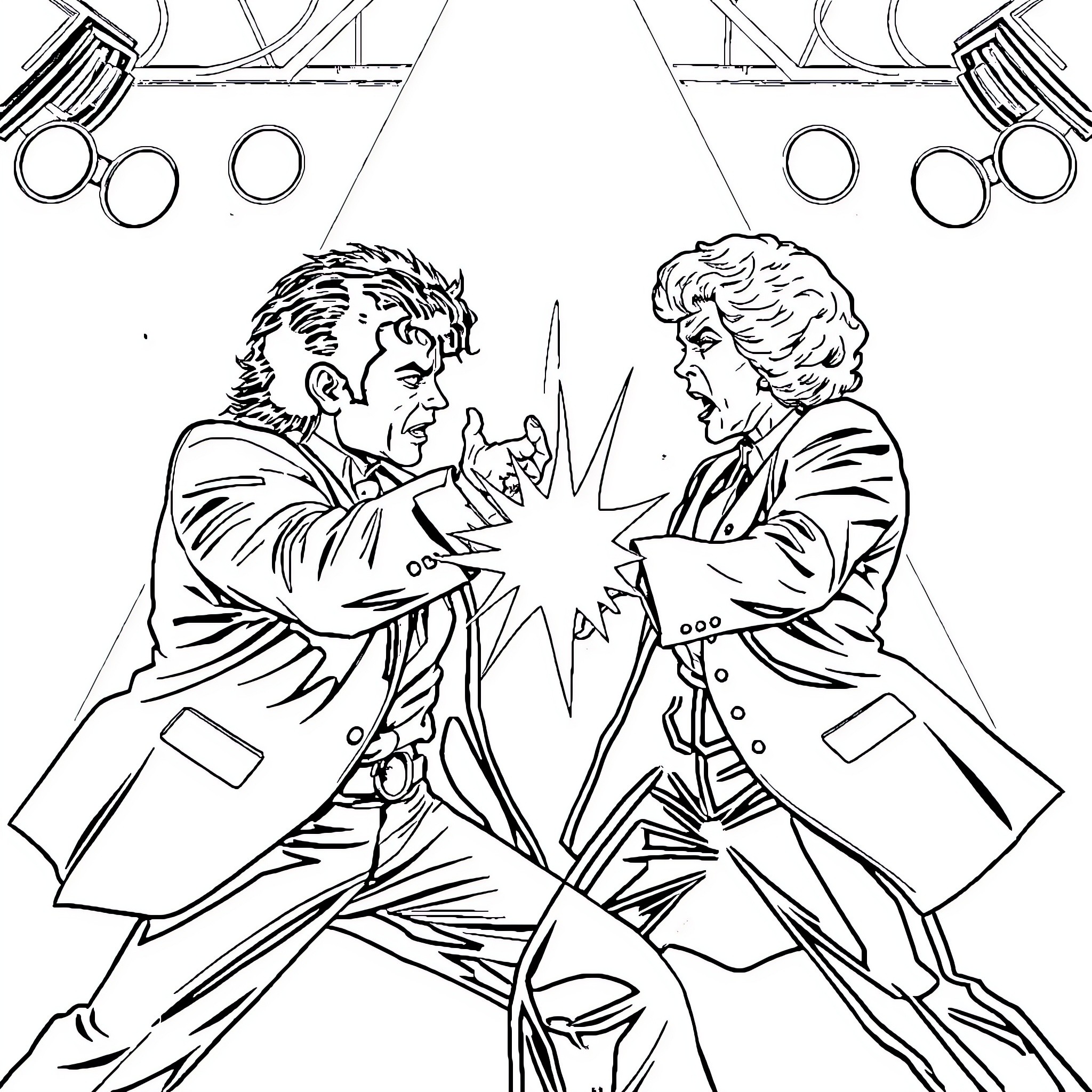 Michael Jackson Fierce Dance-Off on Stage Coloring Page (free black-and-white line drawing printable PDF for all, from beginners to advanced learners, including children, teens, adults, and seniors)