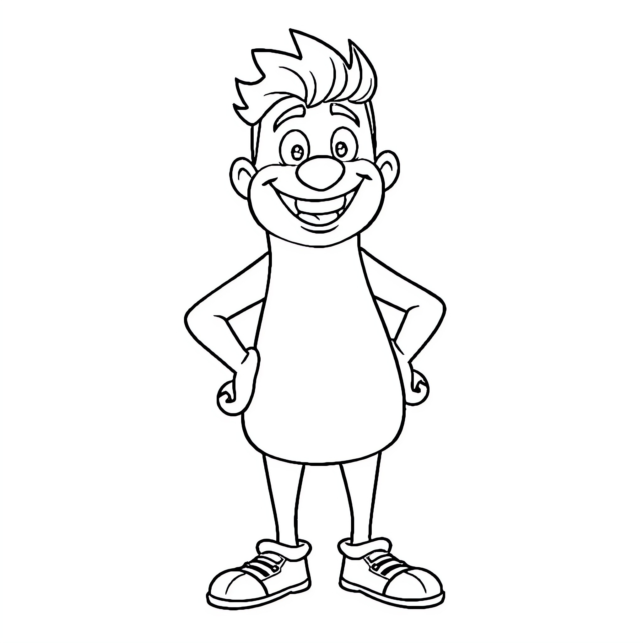 Ruggero Pasquarelli standing and smiling happily Coloring Page (free black-and-white line drawing printable PDF for all, from beginners to advanced learners, including children, teens, adults, and seniors)