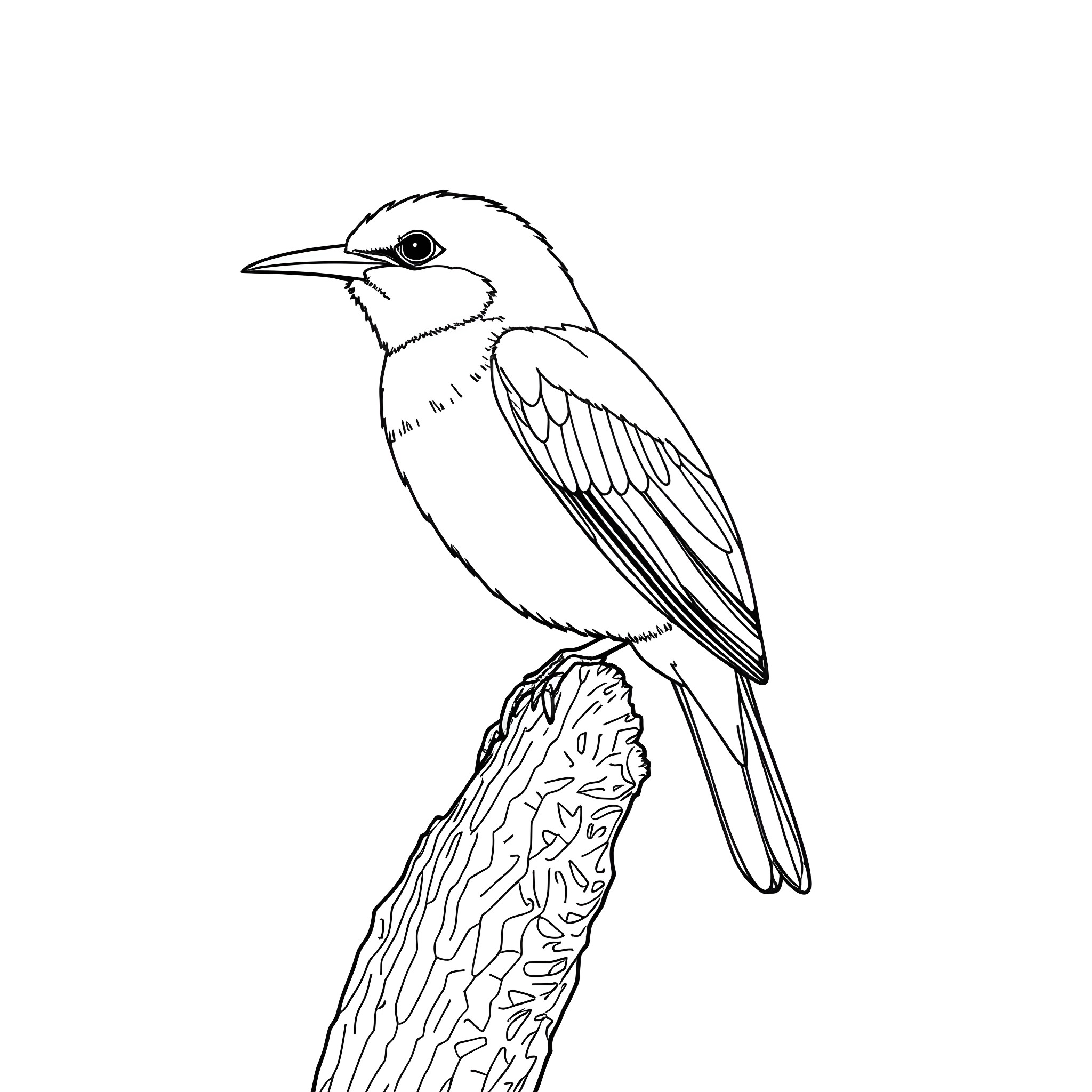 Dacnis perched on a branch Coloring Page (free black-and-white line drawing printable PDF for all, from beginners to advanced learners, including children, teens, adults, and seniors)