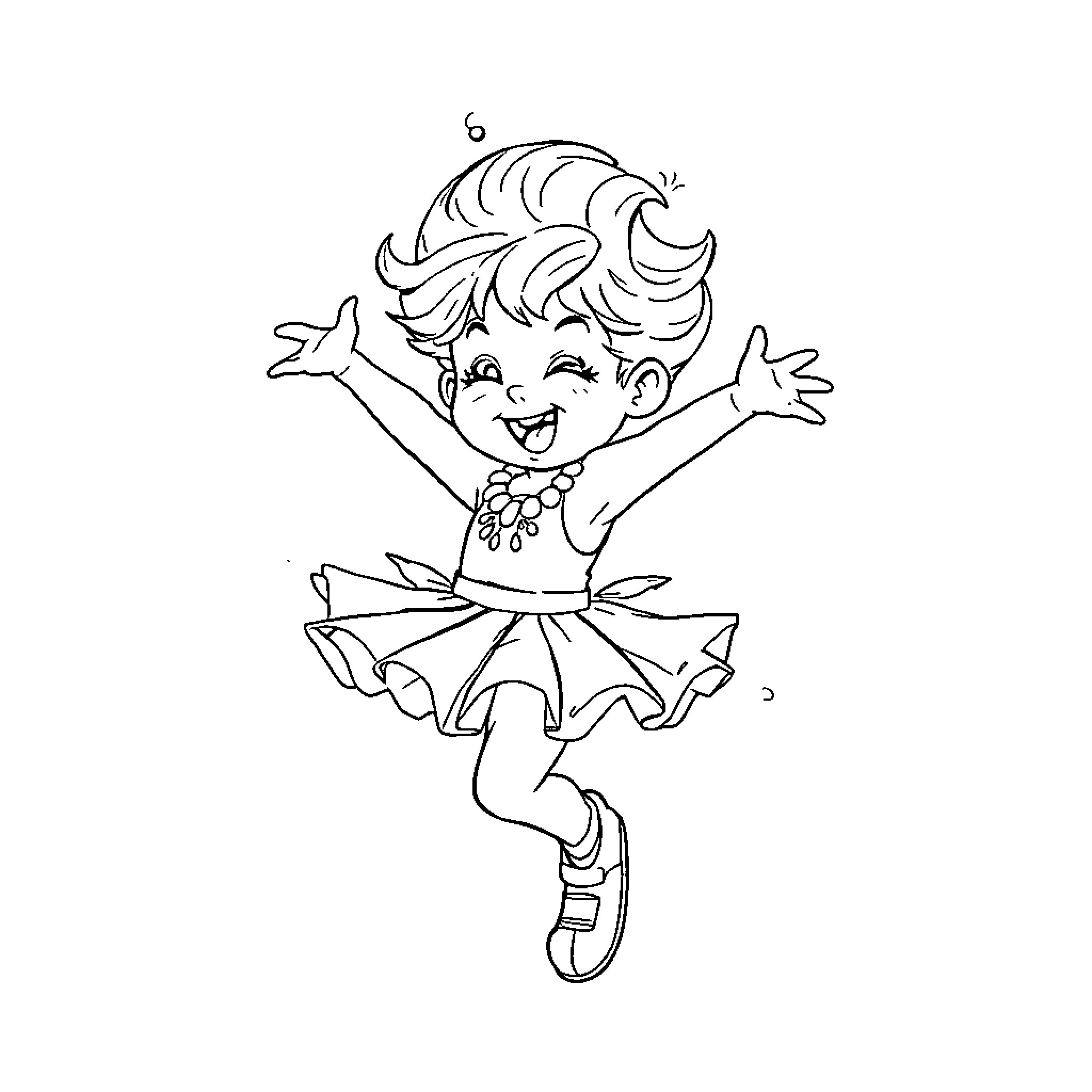 Bangchan's Joyful Dance Coloring Page (free black-and-white line drawing printable PDF for all, from beginners to advanced learners, including children, teens, adults, and seniors)