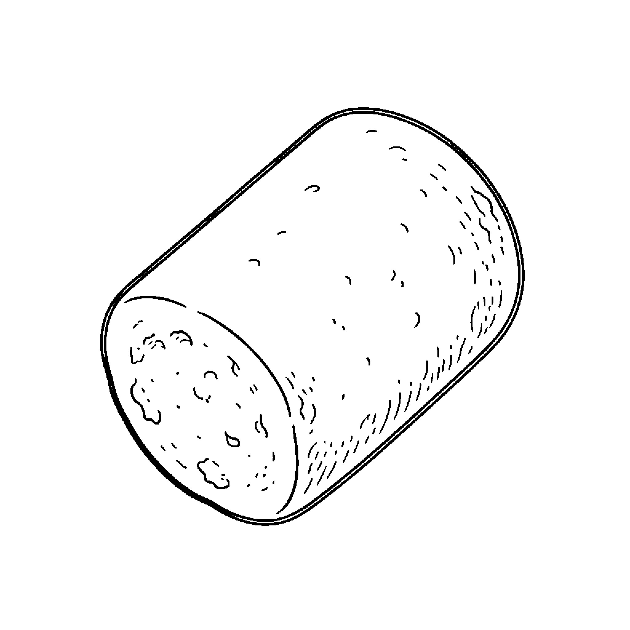 Chamallow shaped like a cylindrical loaf of food Coloring Page (free black-and-white line drawing printable PDF for all, from beginners to advanced learners, including children, teens, adults, and seniors)