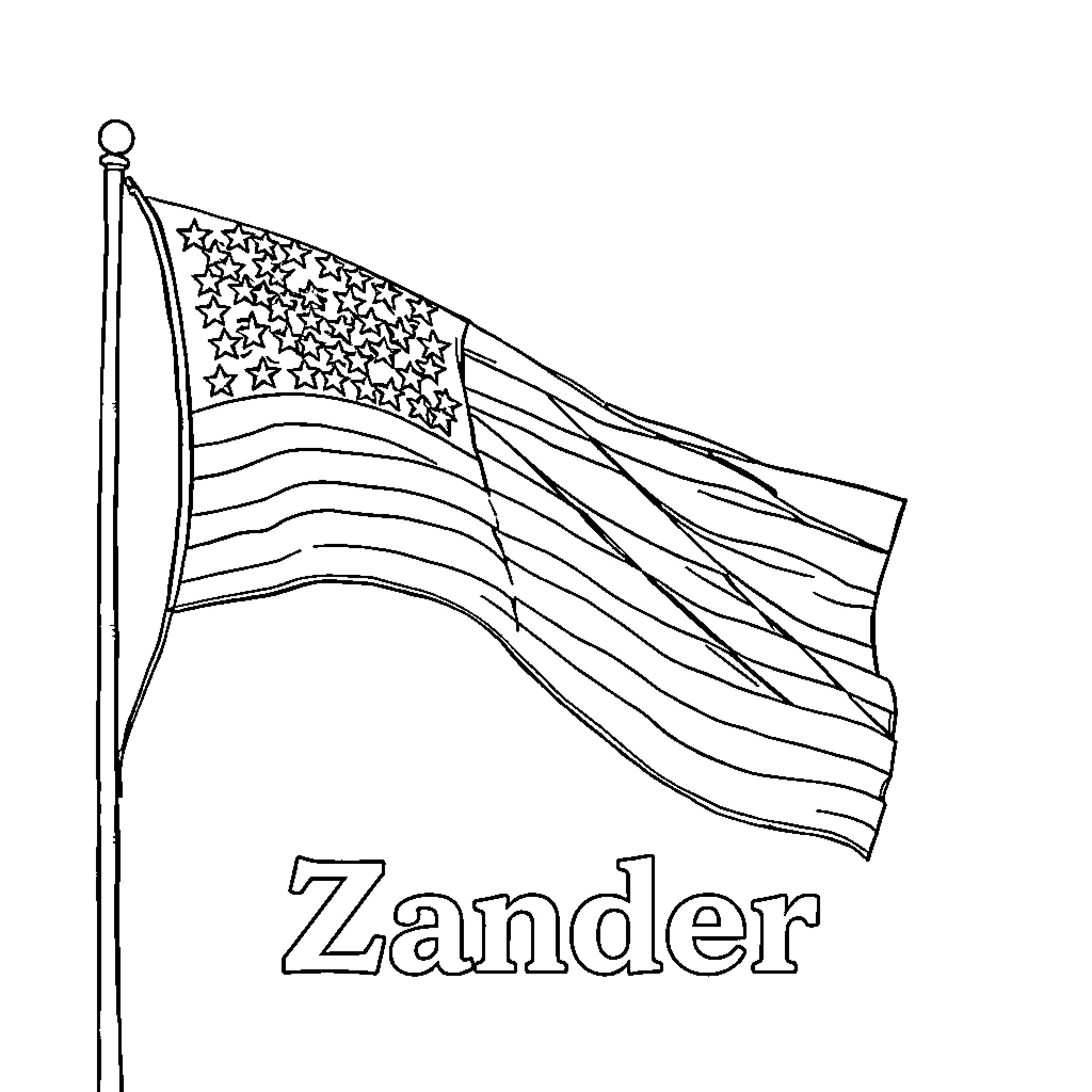Flag of Zander waving in the wind Coloring Page (free black-and-white line drawing printable PDF for all, from beginners to advanced learners, including children, teens, adults, and seniors)