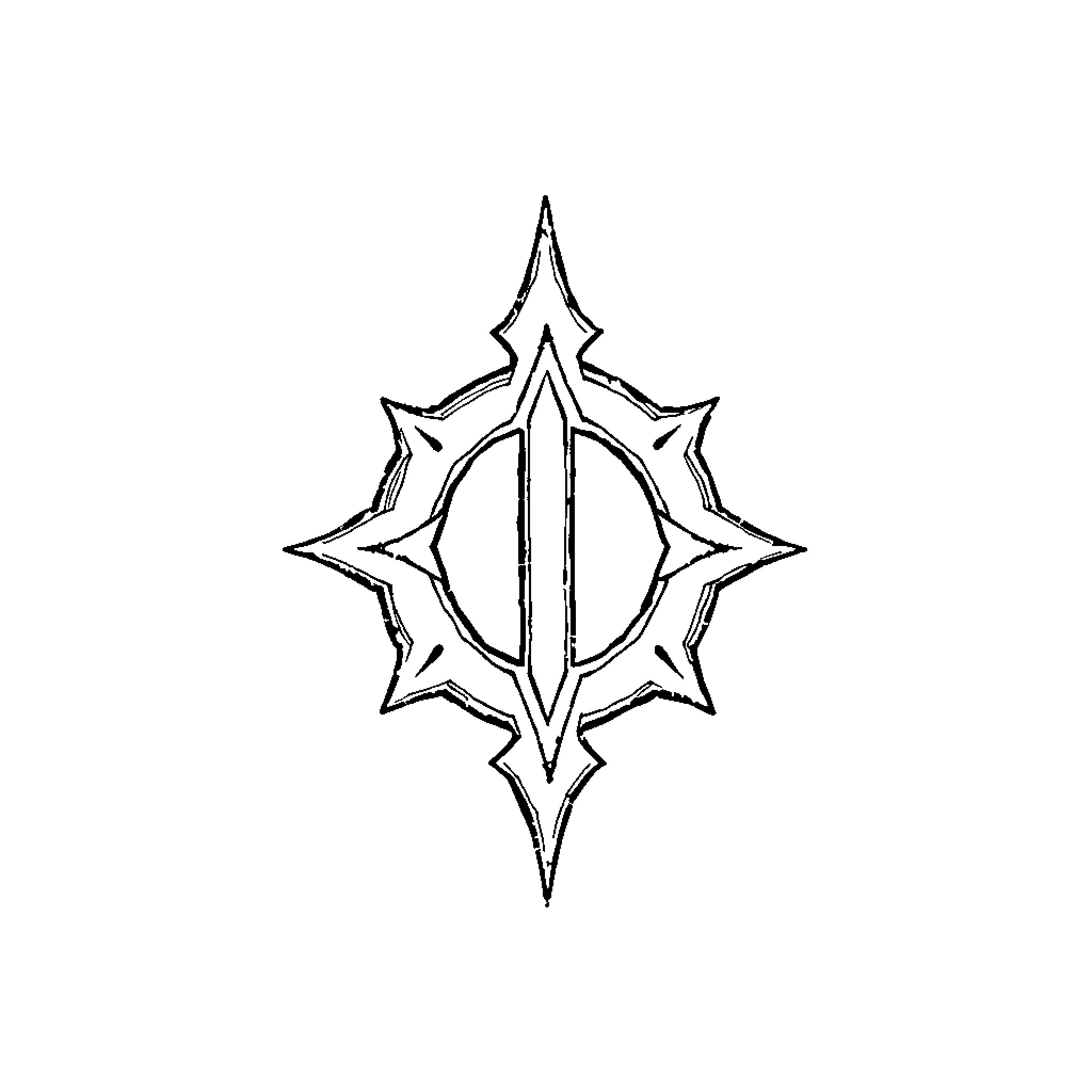 Abstract geometric symbol with sharp edges Coloring Page (free black-and-white line drawing printable PDF for all, from beginners to advanced learners, including children, teens, adults, and seniors)