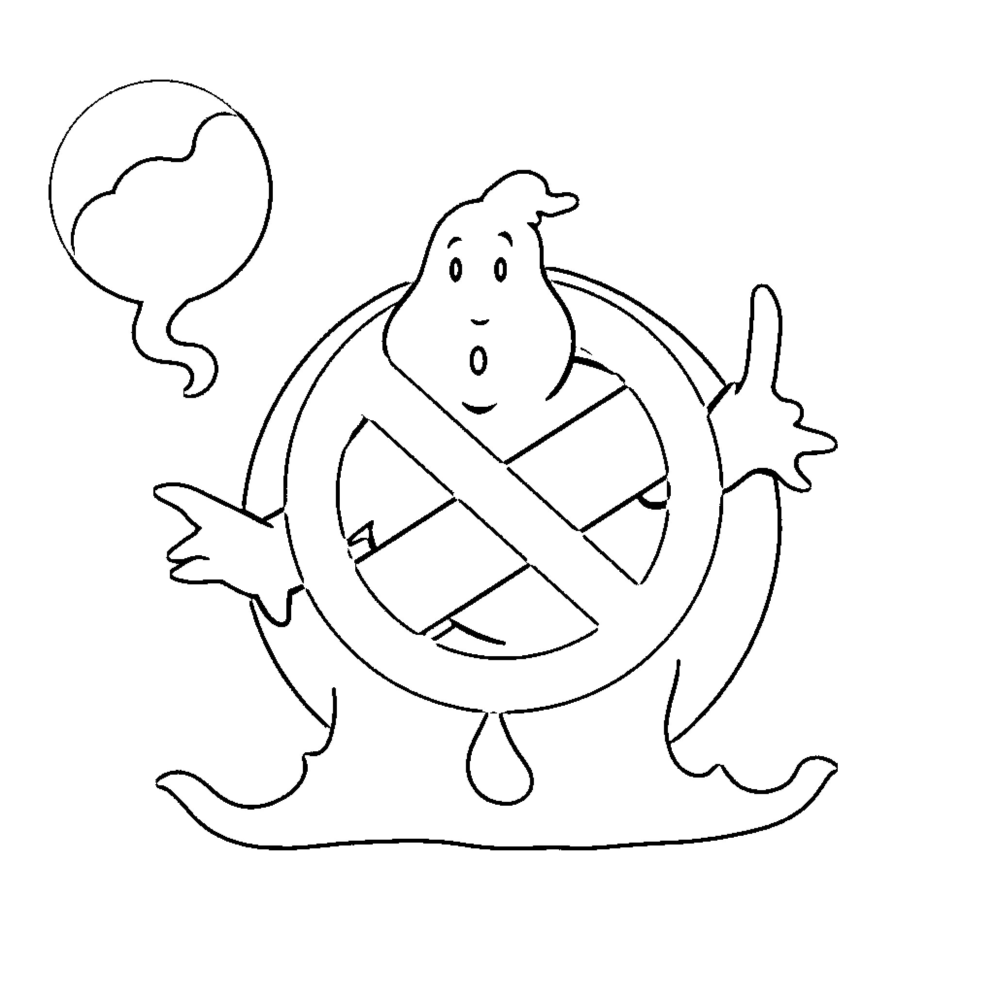 Ghostbusters characters in ghostly antics Coloring Page (free black-and-white line drawing printable PDF for all, from beginners to advanced learners, including children, teens, adults, and seniors)