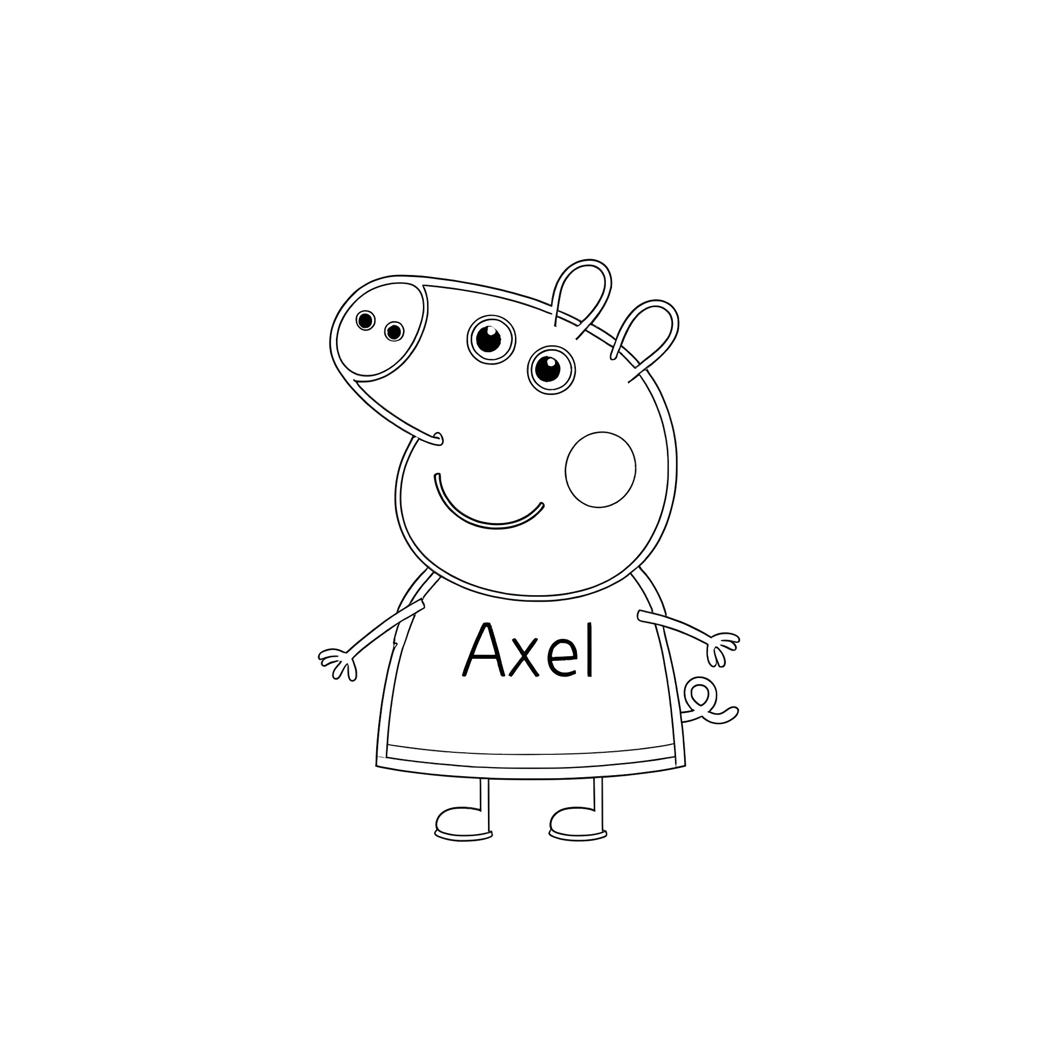 Peppa Pig's friend Axel in a simple line art drawing Coloring Page (free black-and-white line drawing printable PDF for all, from beginners to advanced learners, including children, teens, adults, and seniors)