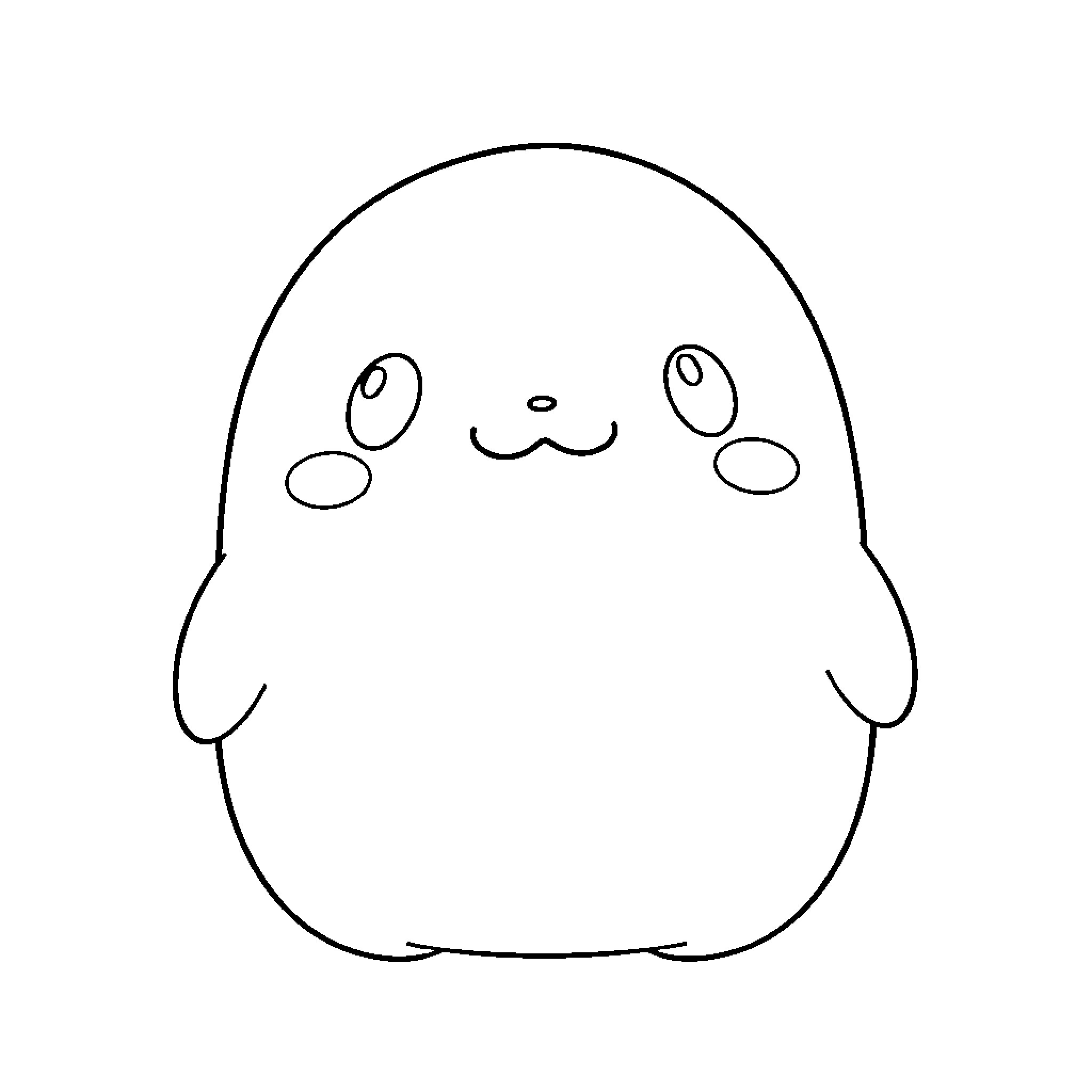 Squishmellow with cute expression Coloring Page (free black-and-white line drawing printable PDF for all, from beginners to advanced learners, including children, teens, adults, and seniors)