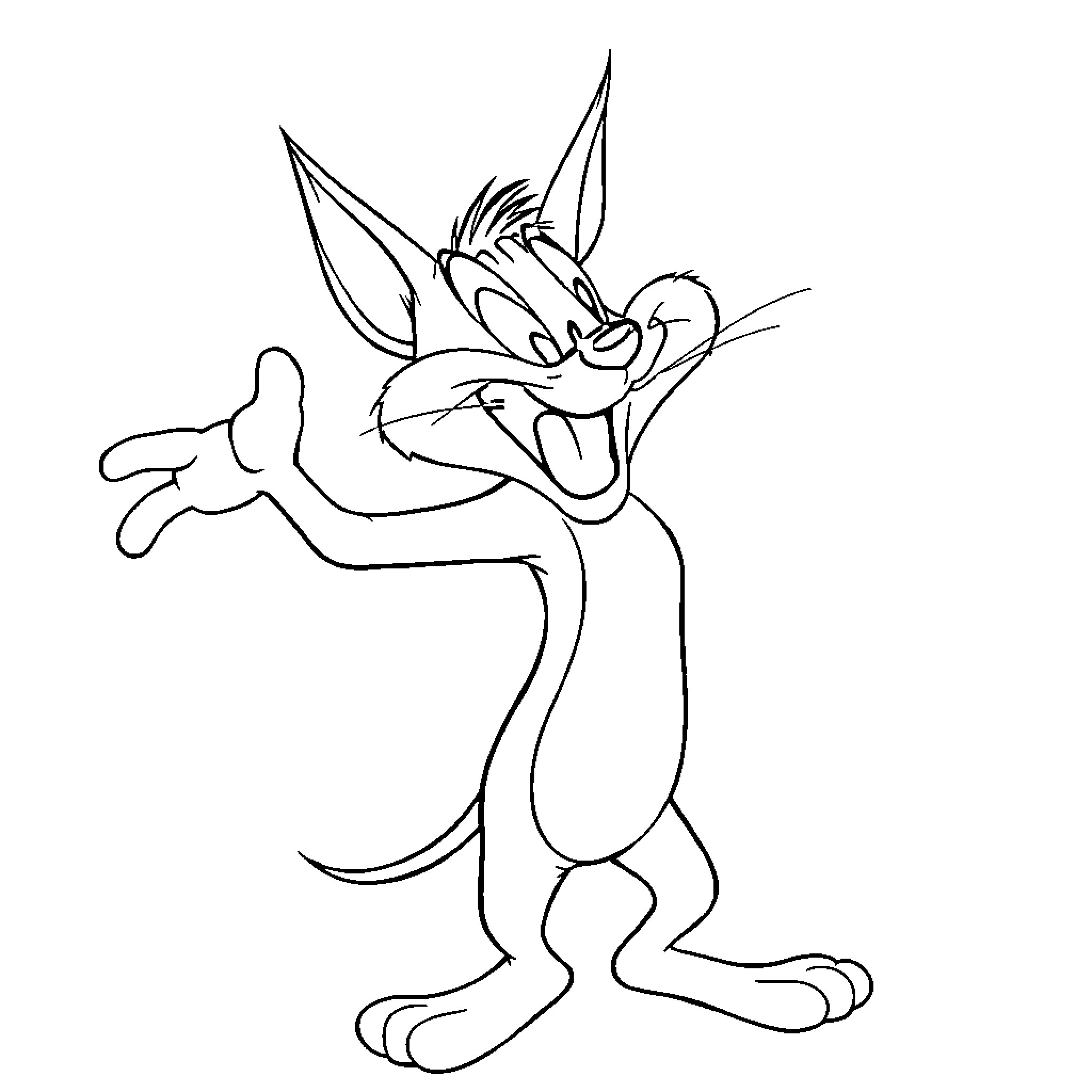 Taz the Tasmanian Devil in Mischievous Pose Coloring Page (free black-and-white line drawing printable PDF for all, from beginners to advanced learners, including children, teens, adults, and seniors)