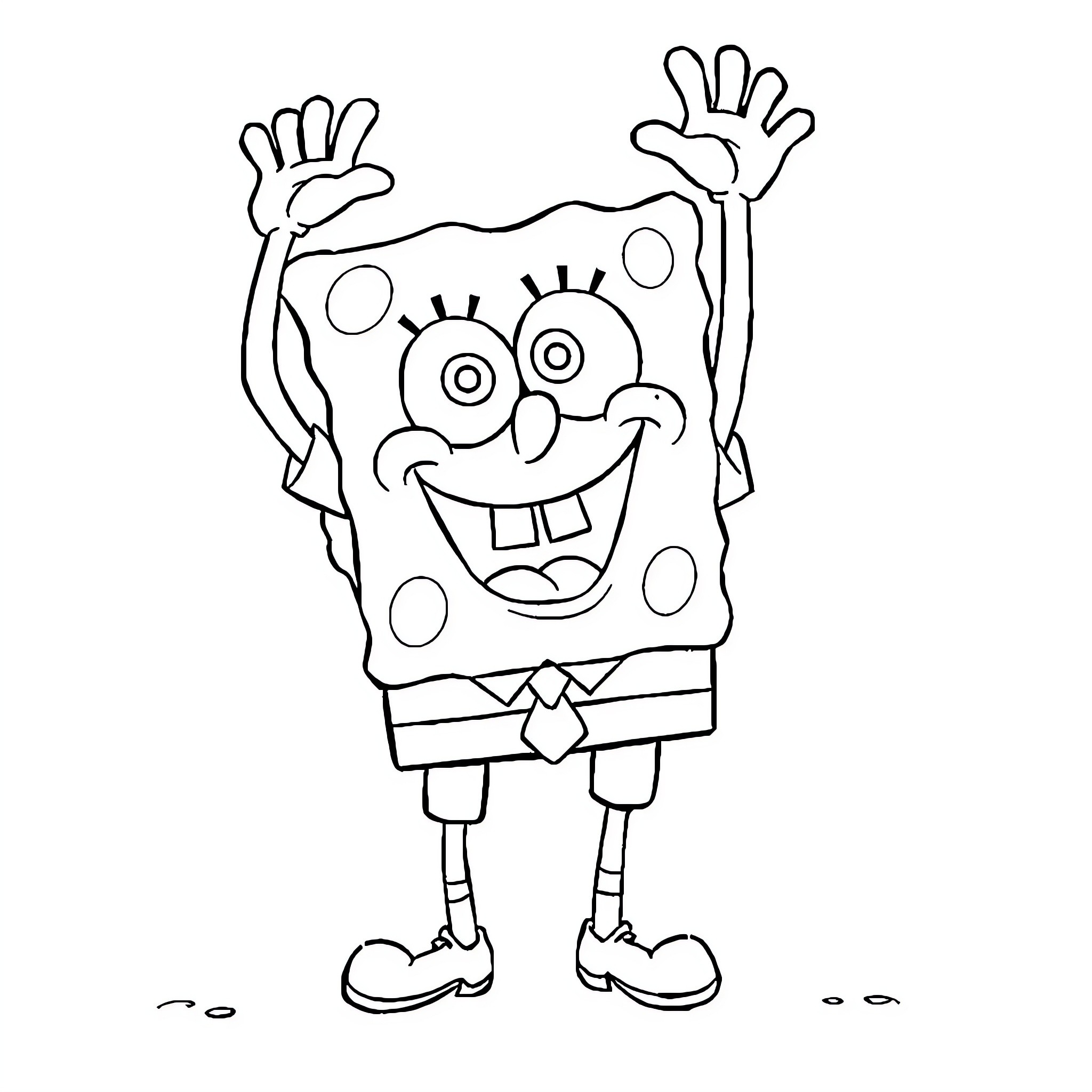 Spongebob making silly expressions and poses Coloring Page (free black-and-white line drawing printable PDF for all, from beginners to advanced learners, including children, teens, adults, and seniors)