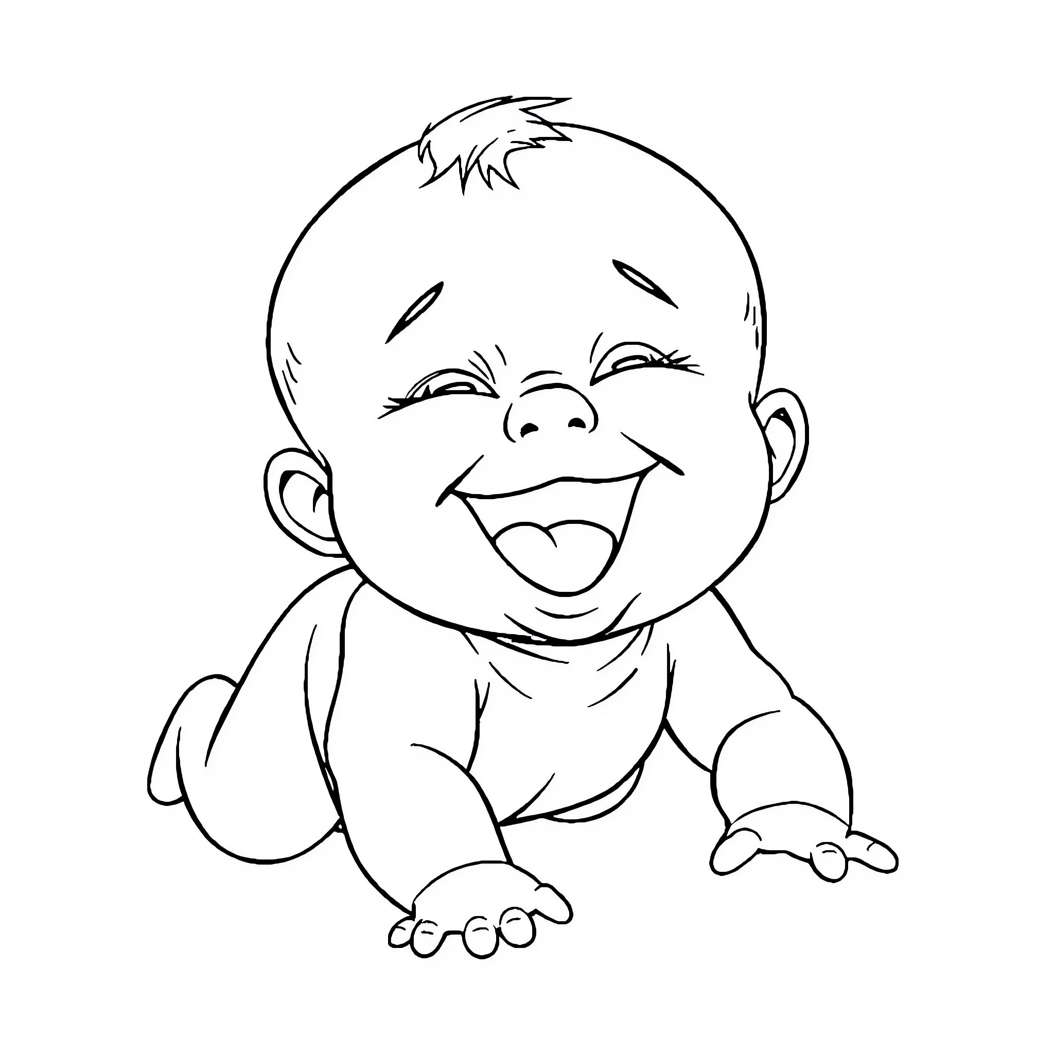 Baby giggling with glee Coloring Page (free black-and-white line drawing printable PDF for all, from beginners to advanced learners, including children, teens, adults, and seniors)