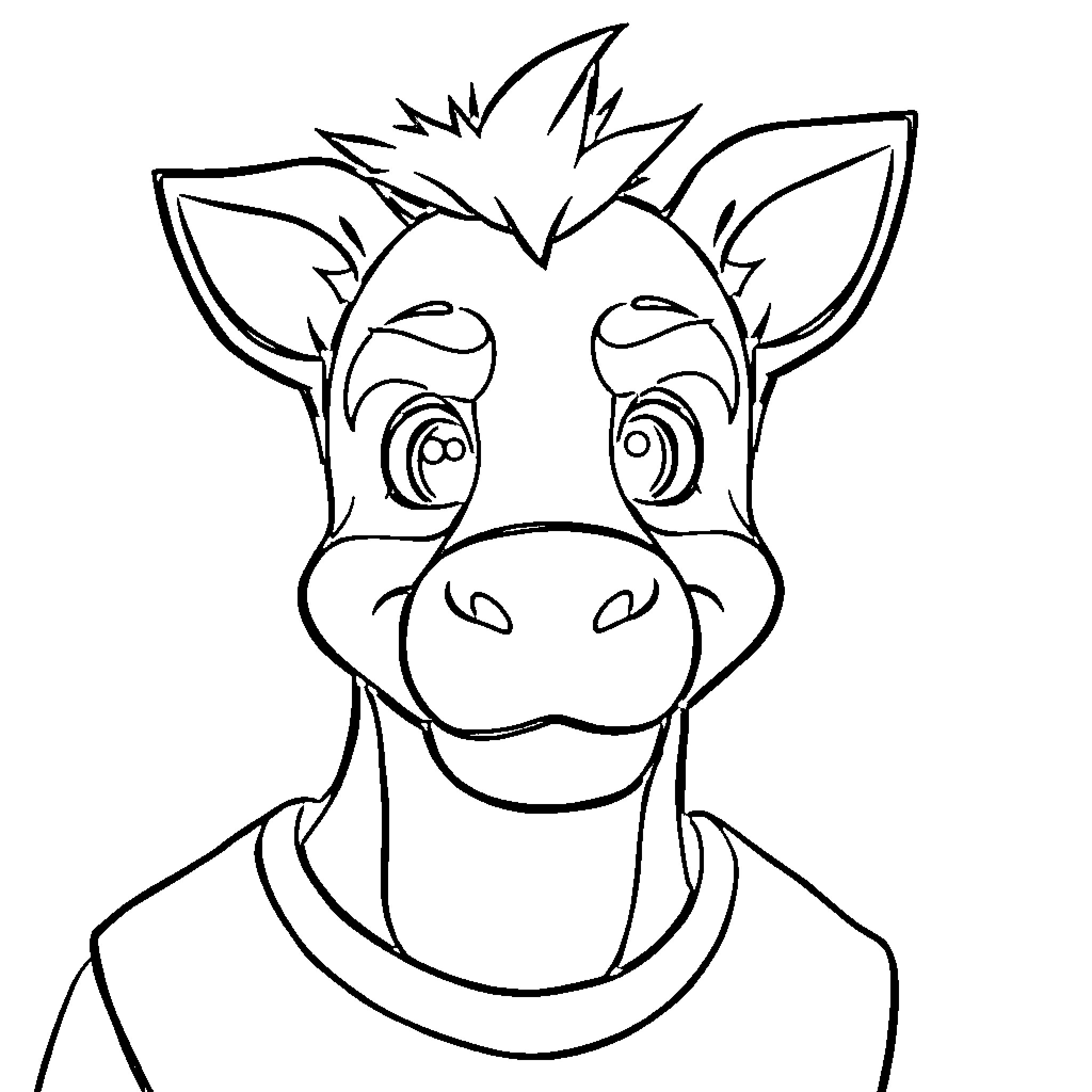 Garnacho as a cartoon donkey Coloring Page (free black-and-white line drawing printable PDF for all, from beginners to advanced learners, including children, teens, adults, and seniors)