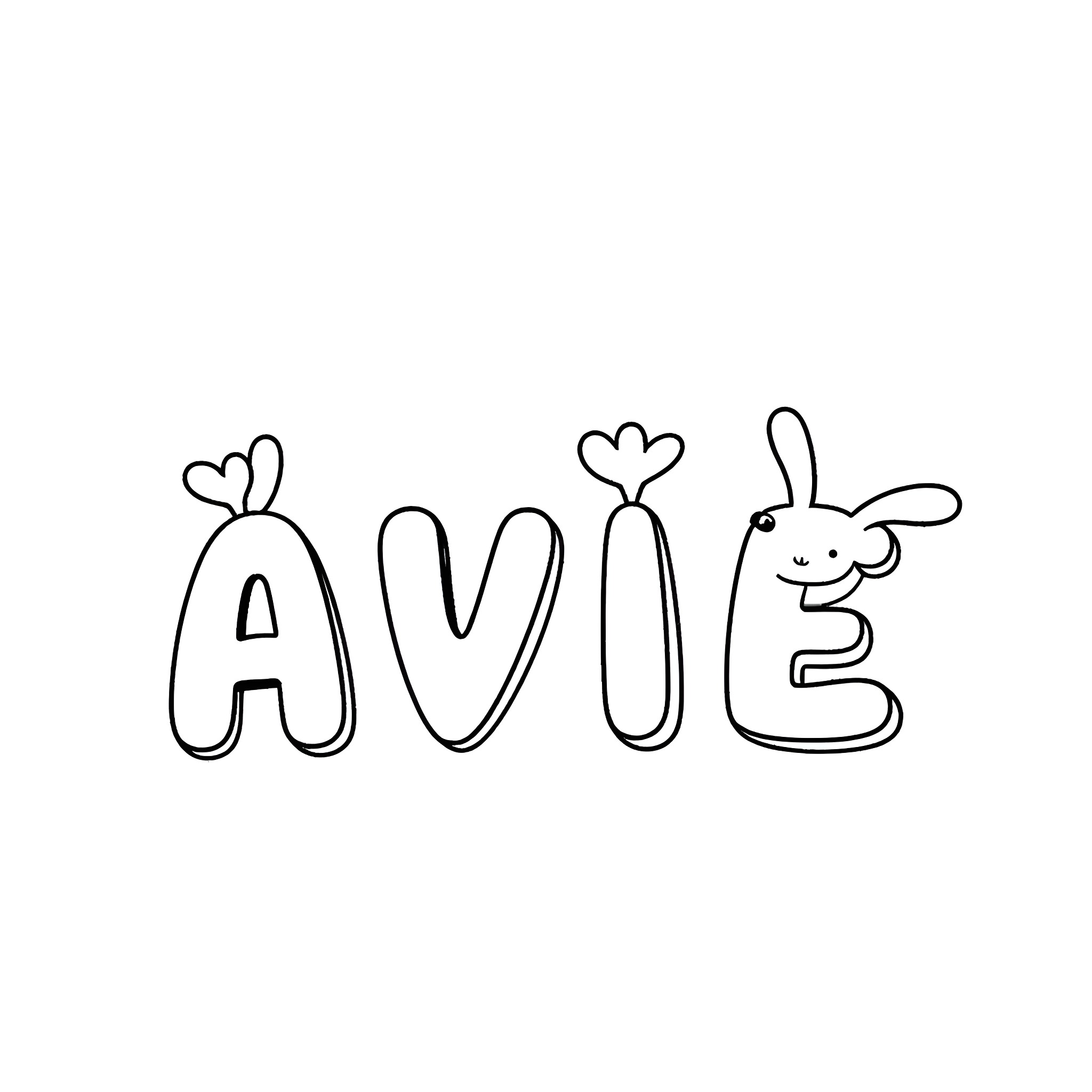 Bluey playing with rabbit friend Coloring Page (free black-and-white line drawing printable PDF for all, from beginners to advanced learners, including children, teens, adults, and seniors)